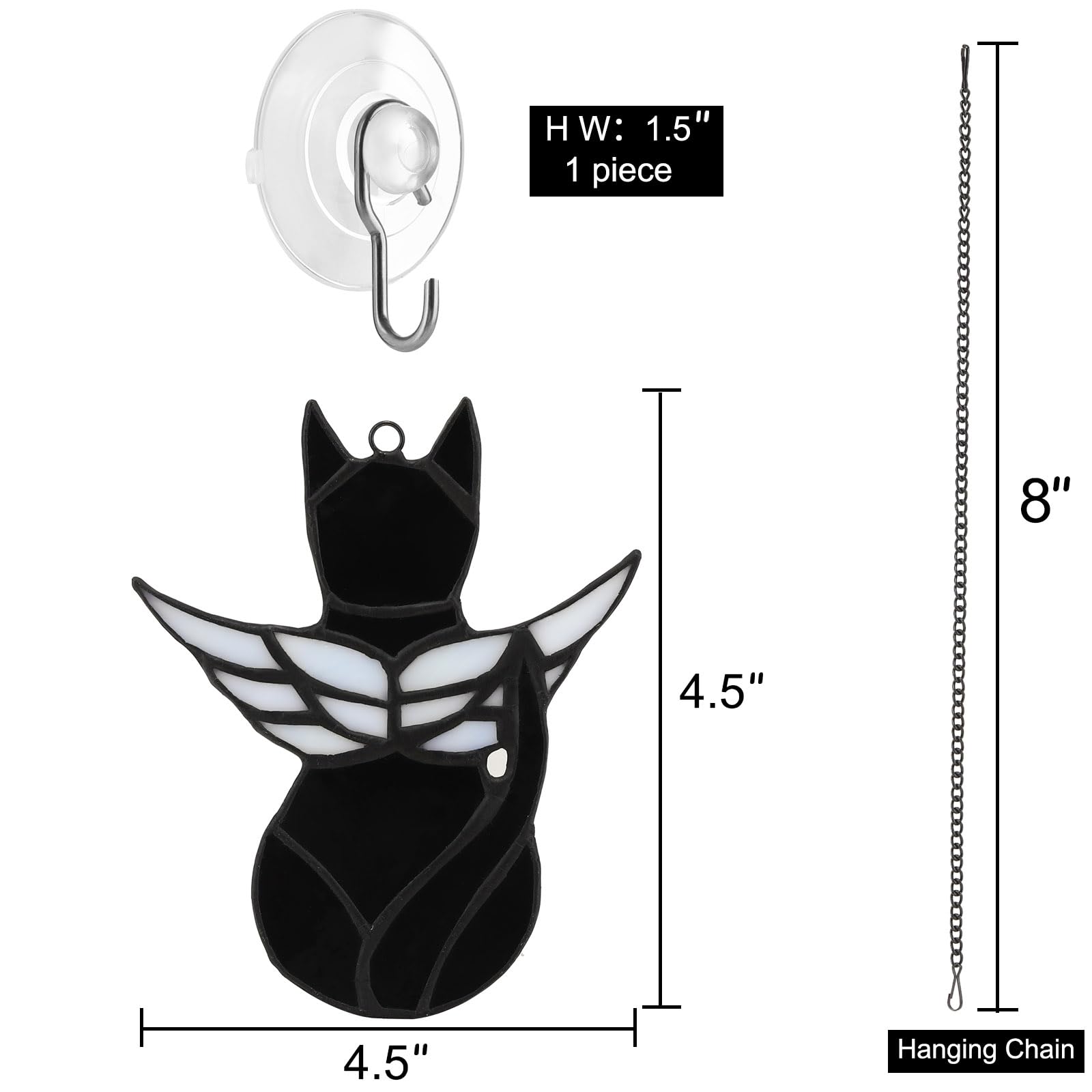 Angel Cat Memorial Gift - Stained Glass Suncatcher for Cat Lovers - Pet Loss Sympathy Decor