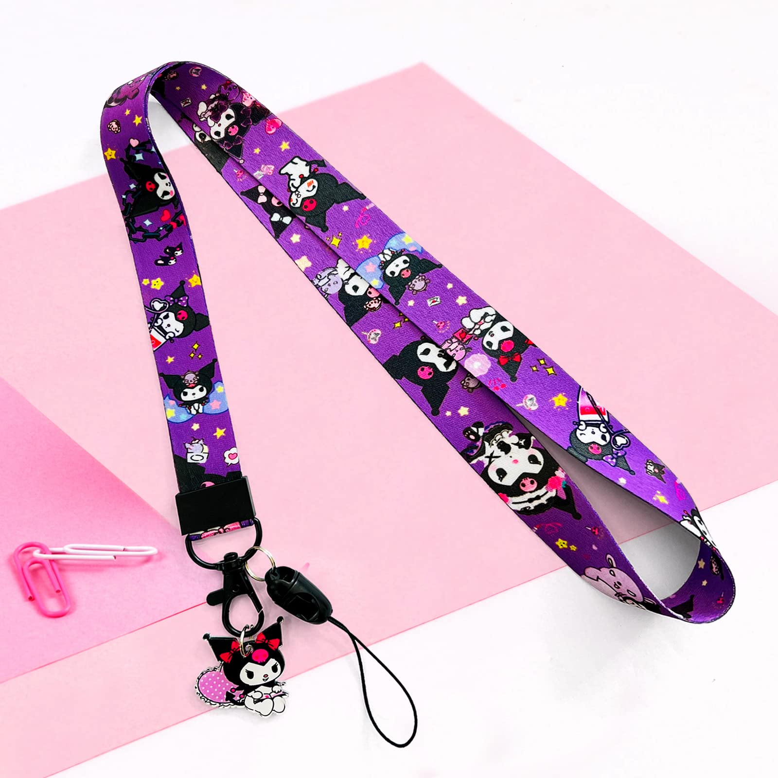 Kuiomi Purple Anime Lanyard for Keys & ID Badges - Cute Kawaii Neck Strap for Women & Men - Perfect for Work, School, Conventions and Cosplay