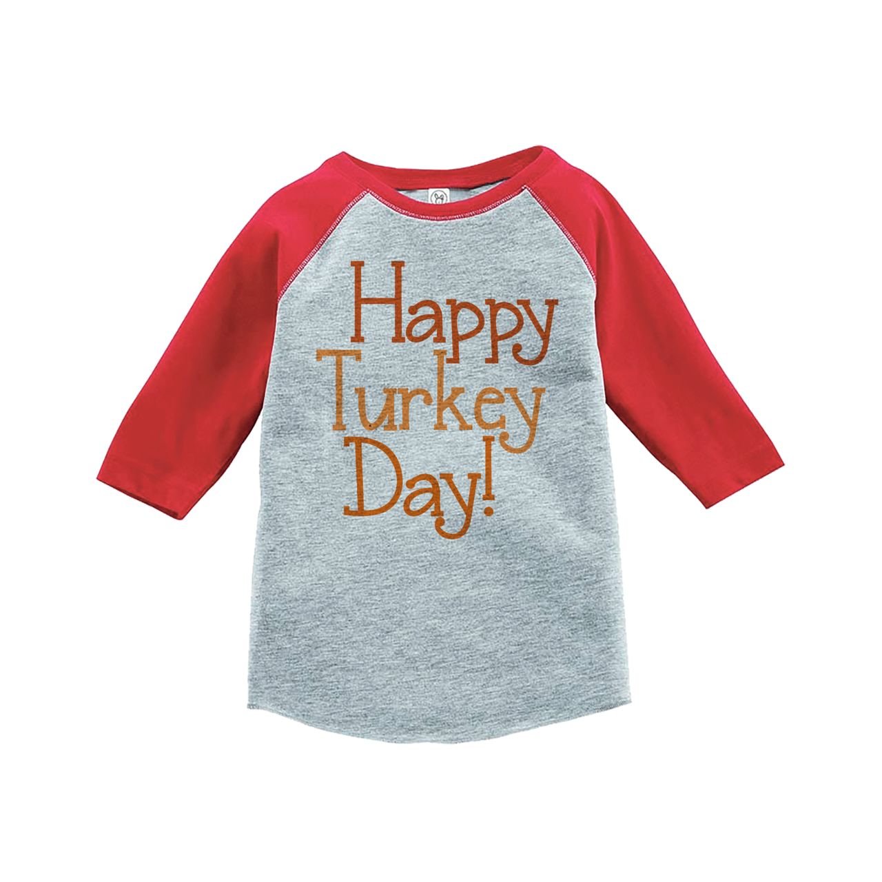 Custom Baby Thanksgiving Outfit - Happy Turkey Day Red Raglan Shirt for Infants & Toddlers - Perfect for Holiday Parties, Family Photos & Festive Celebrations