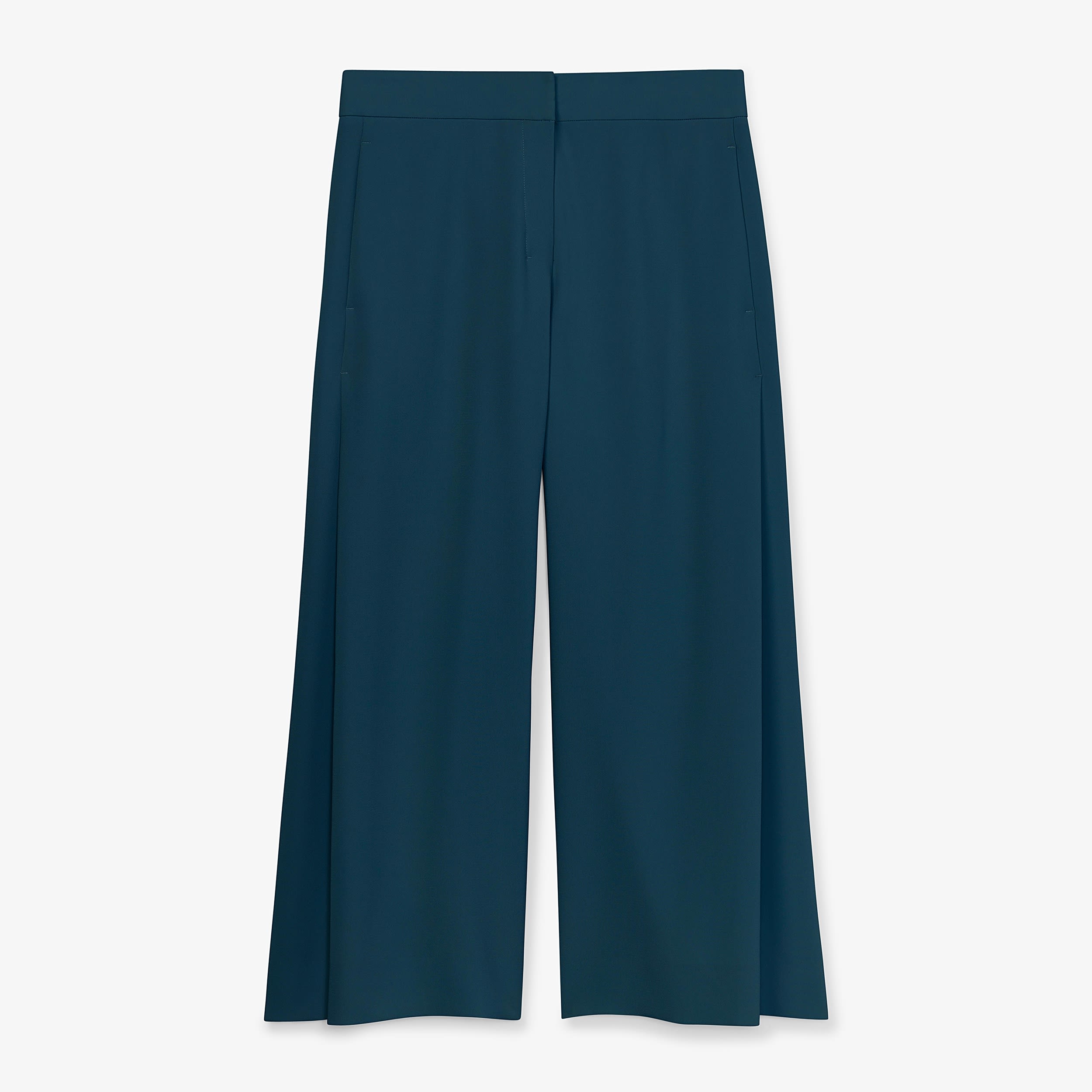 Zhou Culotte Women's High Waist Wide Leg Pants - Heavy Crepe Fabric - Rainforest Print - Elegant & Comfortable for Work, Travel & Casual Wear