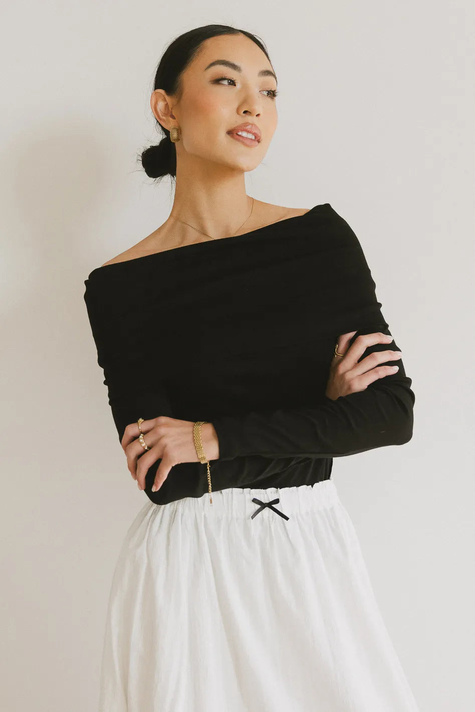 Jessica Bardot Black Women's Tops - Elegant & Stylish Blouse for Casual Wear, Office, and Night Out