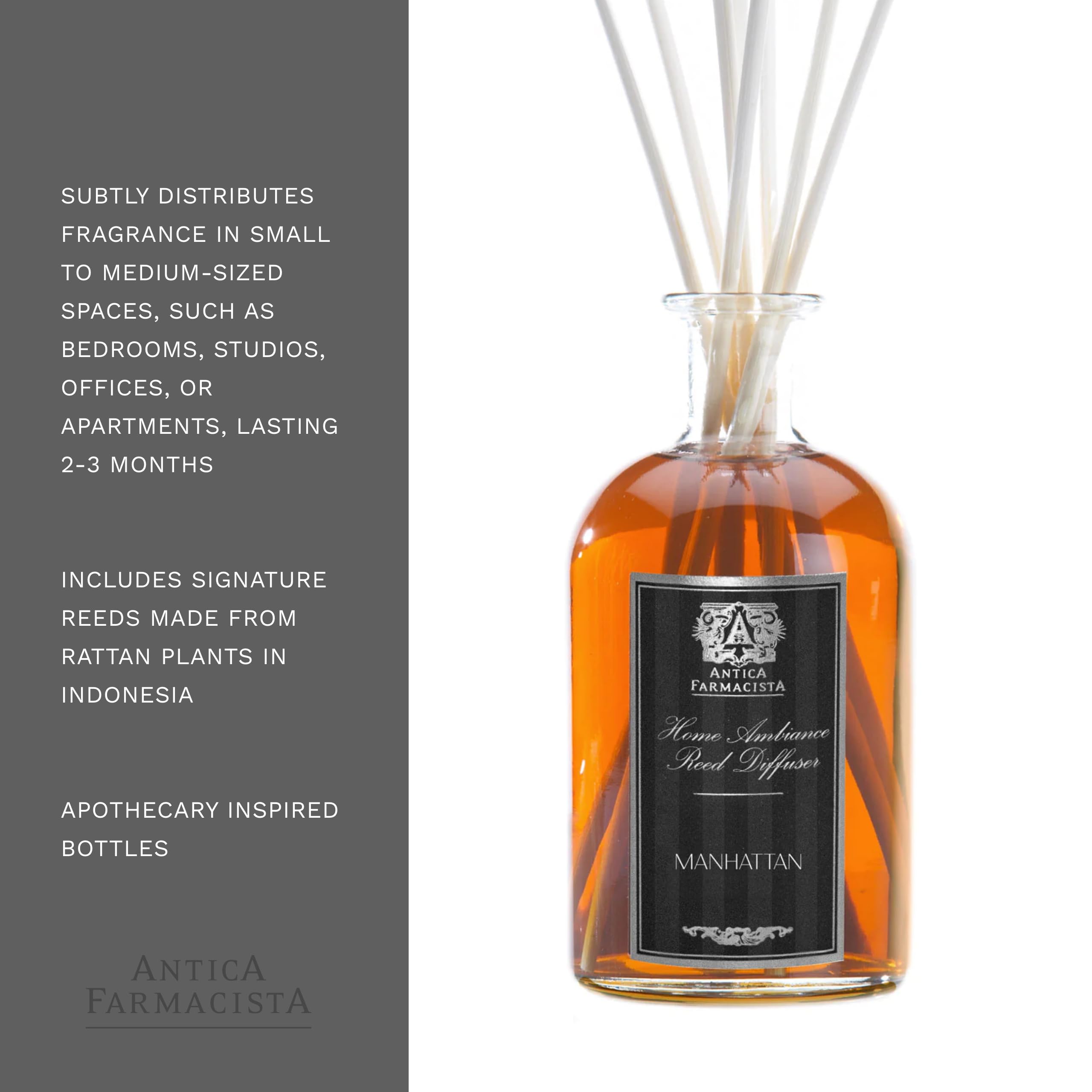 Antica Farmacista Home Ambiance Diffuser - 8.45 Fl Oz Aromatherapy Essential Oil Diffuser for Bedroom, Living Room & Office - Manhattan Scented Home Fragrance Oil Diffuser