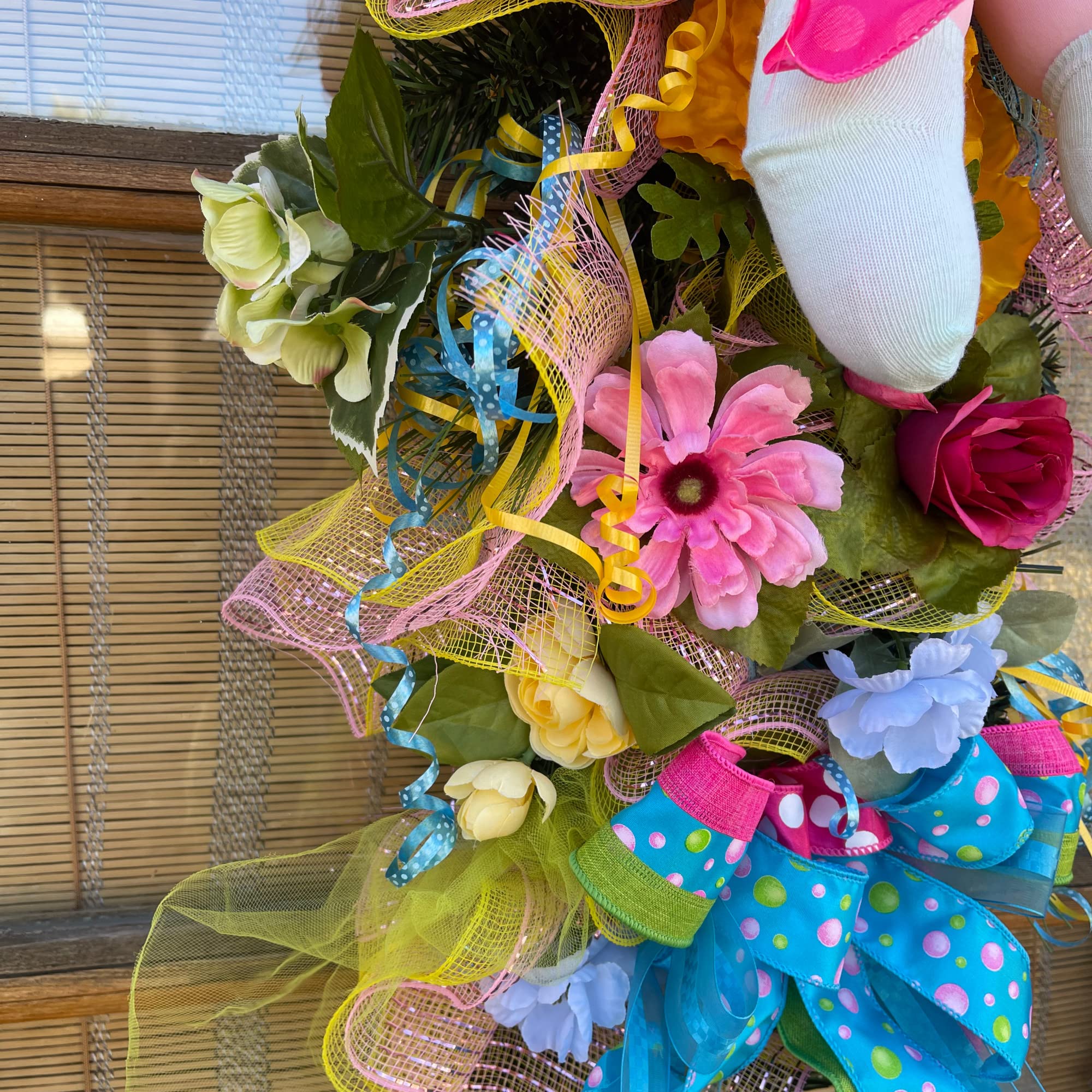 Spring 2022 Floral Tear Drop Swag Wreath - Elegant Home Door Decor for Easter, Wedding & Seasonal Celebrations