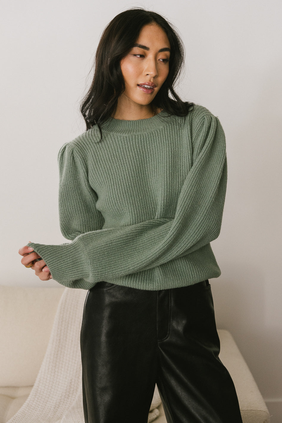 Amber Knit Sweater in Sage Green | Cozy Women's Pullover | Perfect for Fall & Winter Outfits