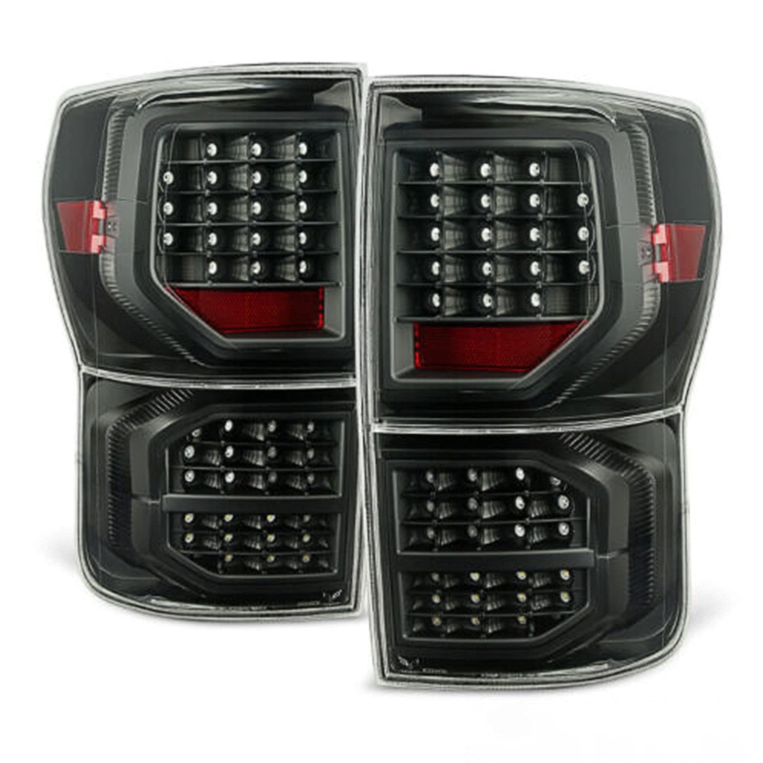 AKKON LED Headlights and Tail Lights for 2007-2013 Toyota Tundra - Black Projector Headlamps & Full LED Brake Lights Pair (Left+Right) - Upgrade Your Truck's Style & Night Visibility for Off-Roading & Daily Driving