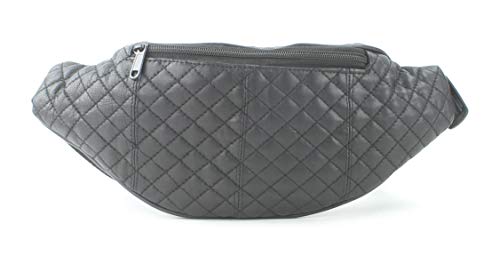 Bacci L.I. Women's Genuine Leather Quilted Fanny Pack - Adjustable Waist Bag for Women | Stylish Hands-Free Belt Bag | Classic Black Leather Crossbody Purse - Perfect for Travel, Shopping & Outdoor Activities