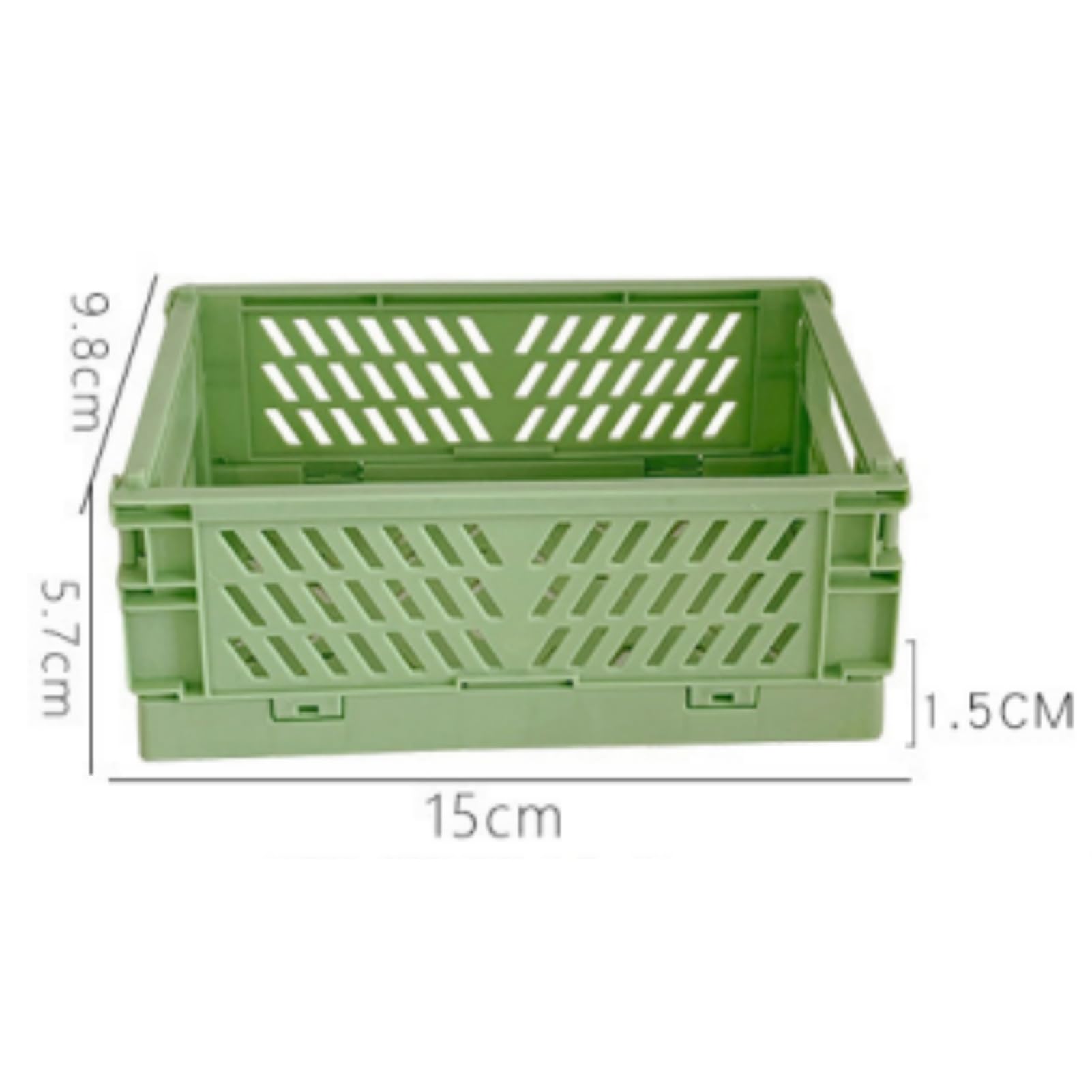 Foldable Plastic Storage Bin with Handle - Stackable for Stationery, Snacks & Cosmetics (Purple)