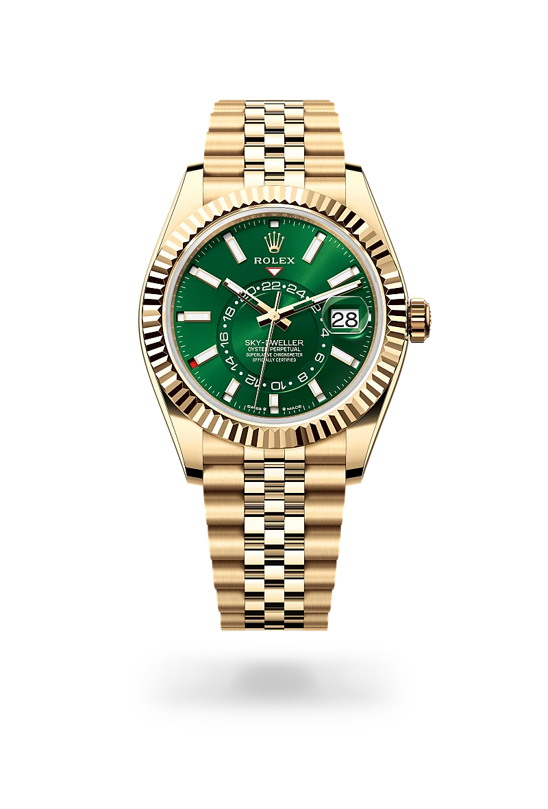 Authentic Rolex Sky-Dweller 18K Yellow Gold Watch Ref. M336938-0008 | Luxury Timepiece for Business & Travel | Richter & Phillips Jewelers