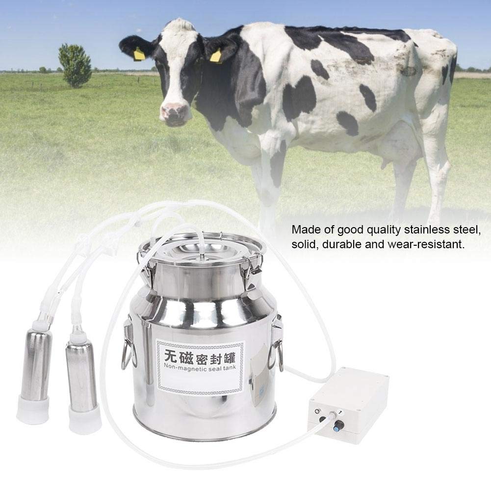 14L Portable Electric Cow/Sheep Milking Machine Kit - Adjustable Speed & Pulsation with 2 Teat Cups & Stainless Steel Bucket - Ideal for Dairy Farms, Homesteads, and Small Livestock Operations (Cow, Goat, Sheep)