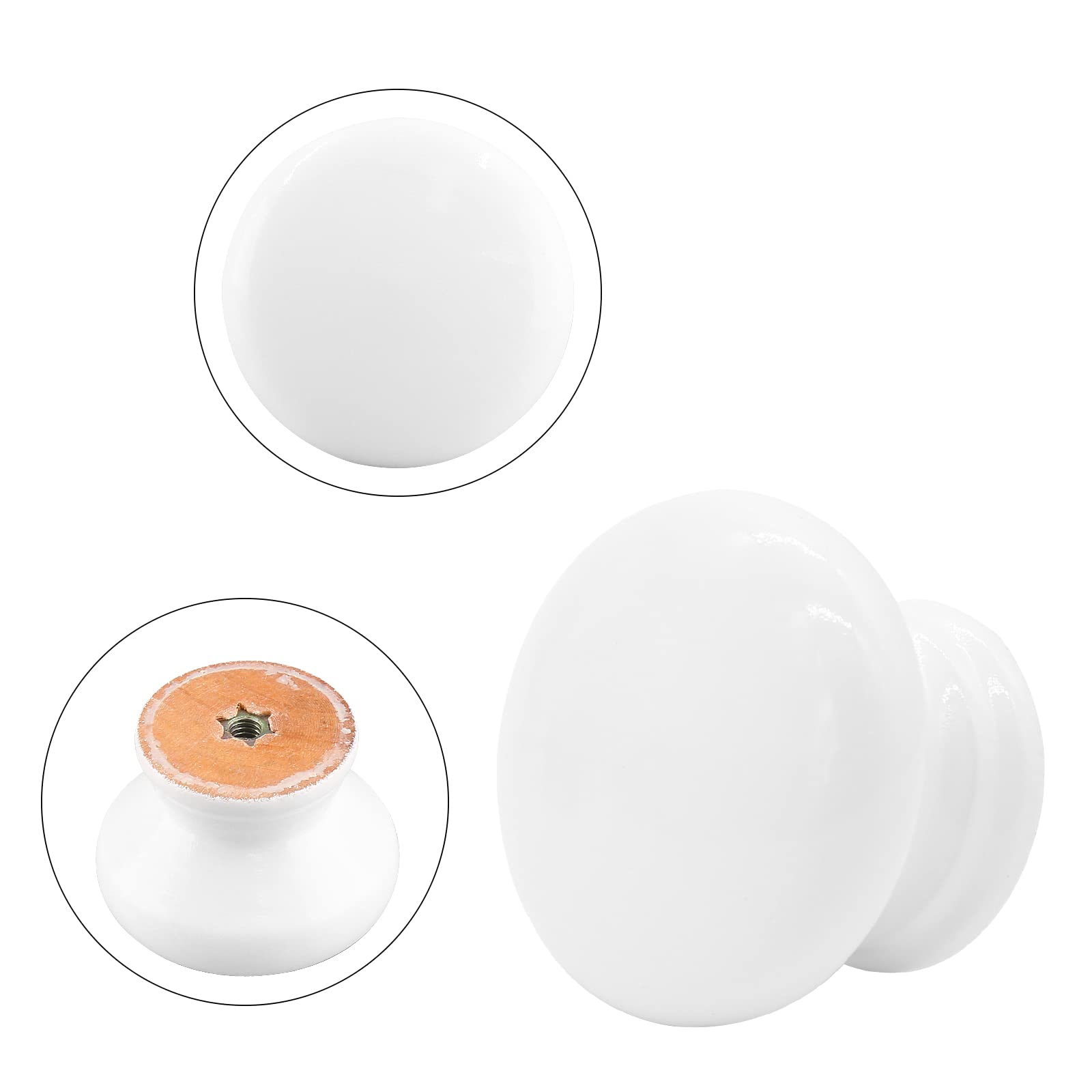Uenhoy 20-Pack Round Wooden Cabinet Knobs - 15/16