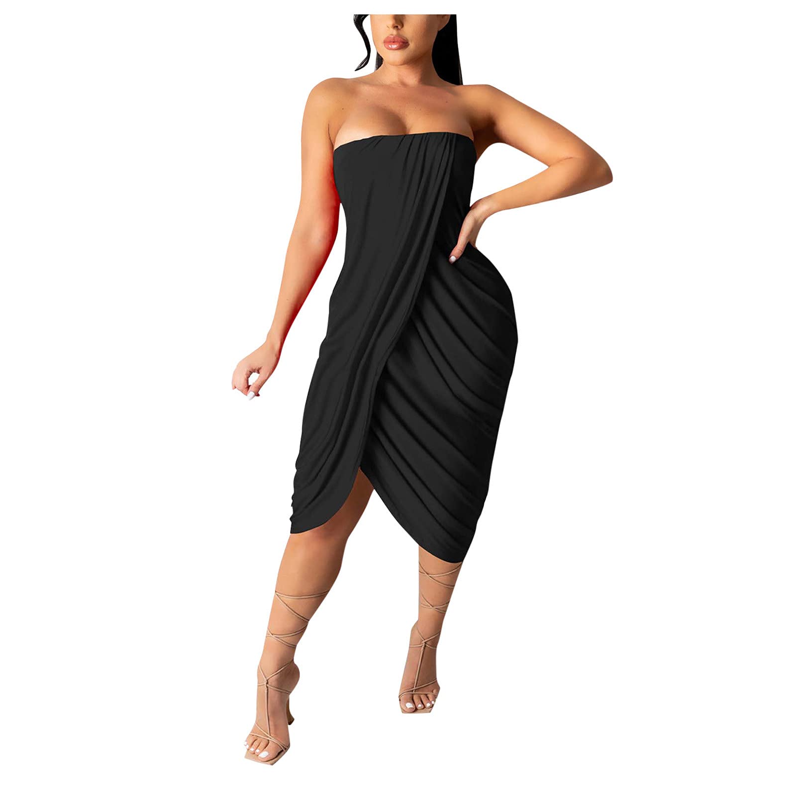 Sinifer Women's Sexy Color Block Mini Dress - Ruched Tube Wrap Bodycon Dress for Summer | Perfect for Beach, Party & Night Out