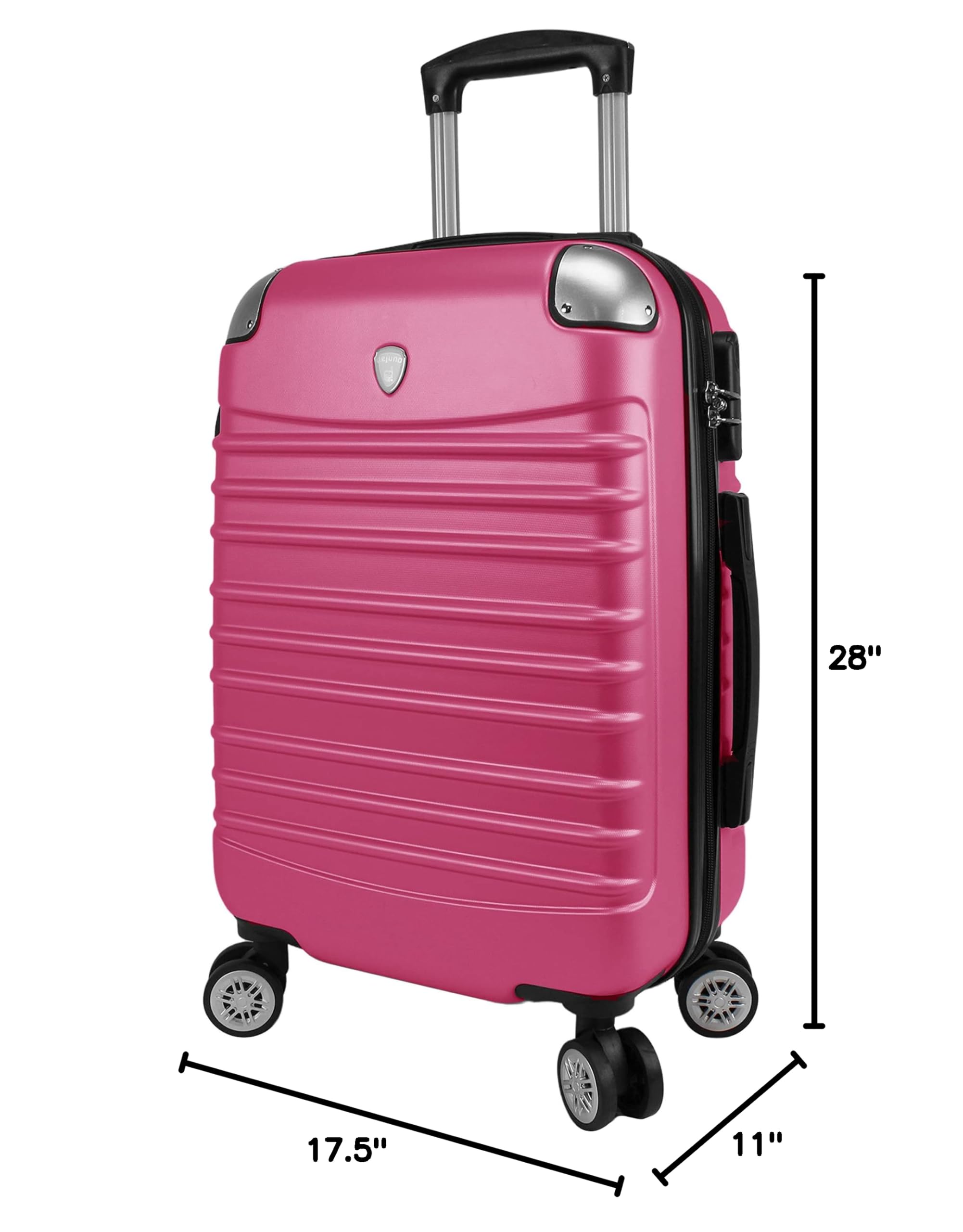 Dejuno Impact New Generation Hardside 3-Piece Spinner Luggage Set - Lightweight Durable Suitcase with 360° Wheels, Pink Color for Women & Men - Perfect for Air Travel, Business Trips & Family Vacations