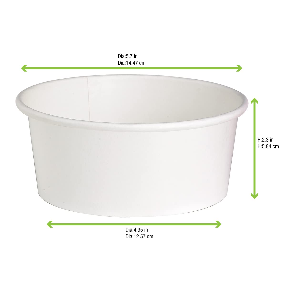 PacknWood 210PC750B - 24 oz Round White Disposable Paper Soup and Salad Bowls - Eco-Friendly Food Storage Containers (5.9