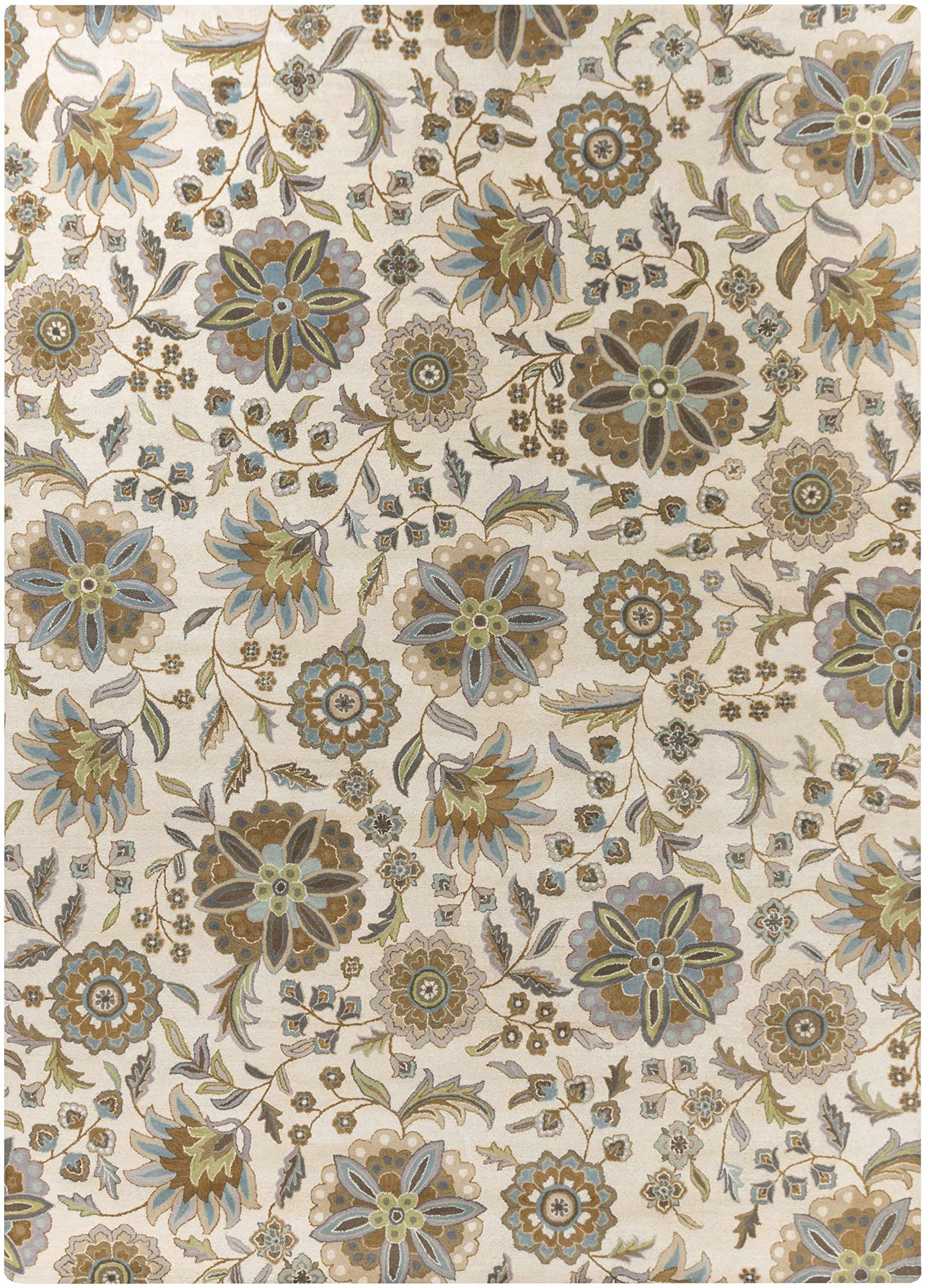 Hauteloom Mack Wool Area Rug for Living Room & Bedroom - Transitional Design in Blue, Gray, Brown - 6' Round Soft Rug - Perfect for Cozy Home Decor & Modern Interior Styling