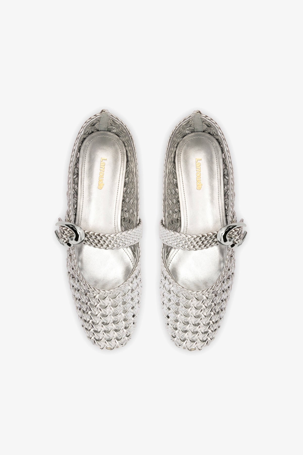 Verona Macrame Ballet Flat Shoes for Women - Silver Metallic Leather Comfortable Slip-On Loafers | Perfect for Casual Wear, Office, and Travel