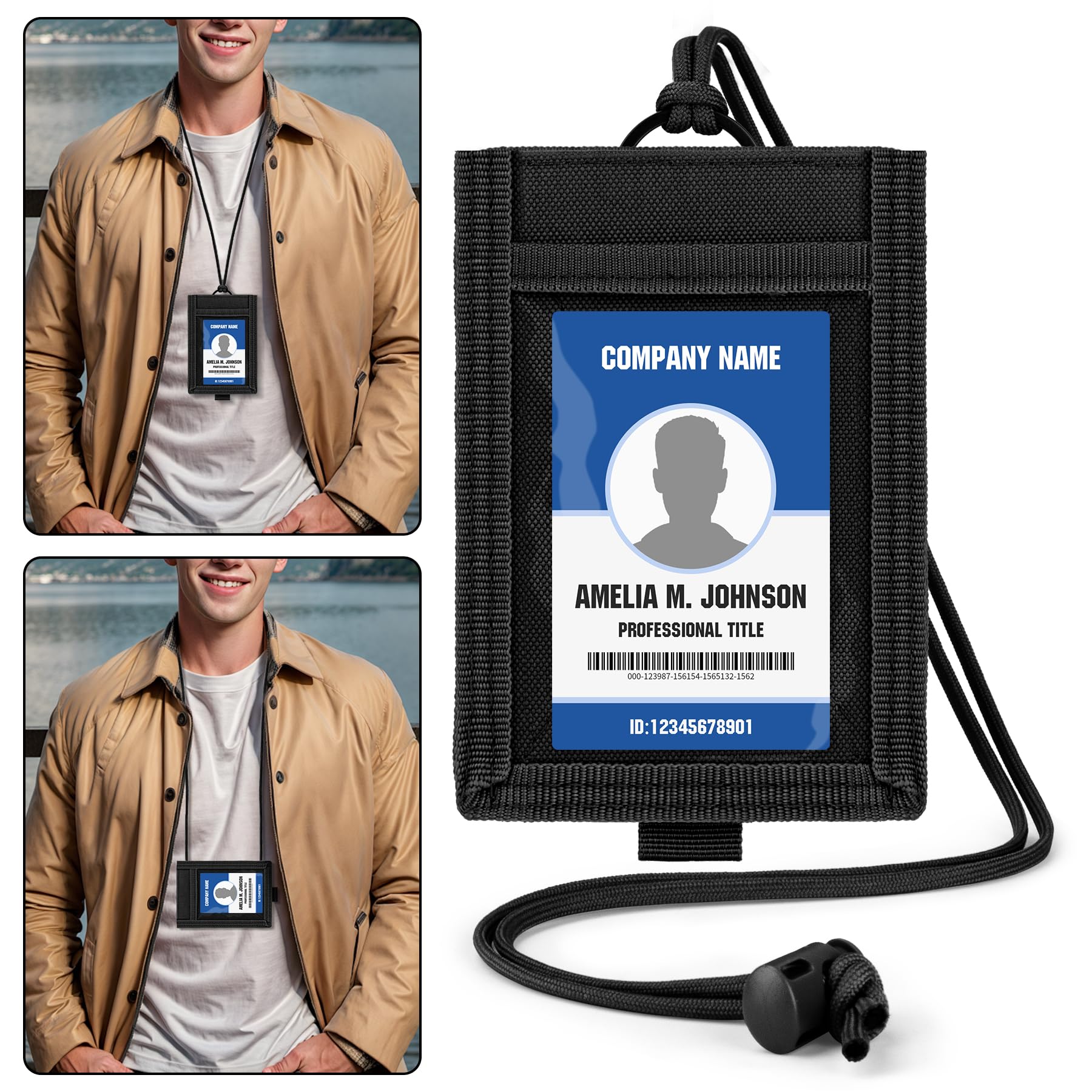 IronSeals 2 Pack Tactical ID Card Holder - Hook & Loop Patch Badge Holder with Detachable Quick Release, Key Ring & Adjustable Neck Lanyard - Perfect for Security, Military, Police & Outdoor Activities