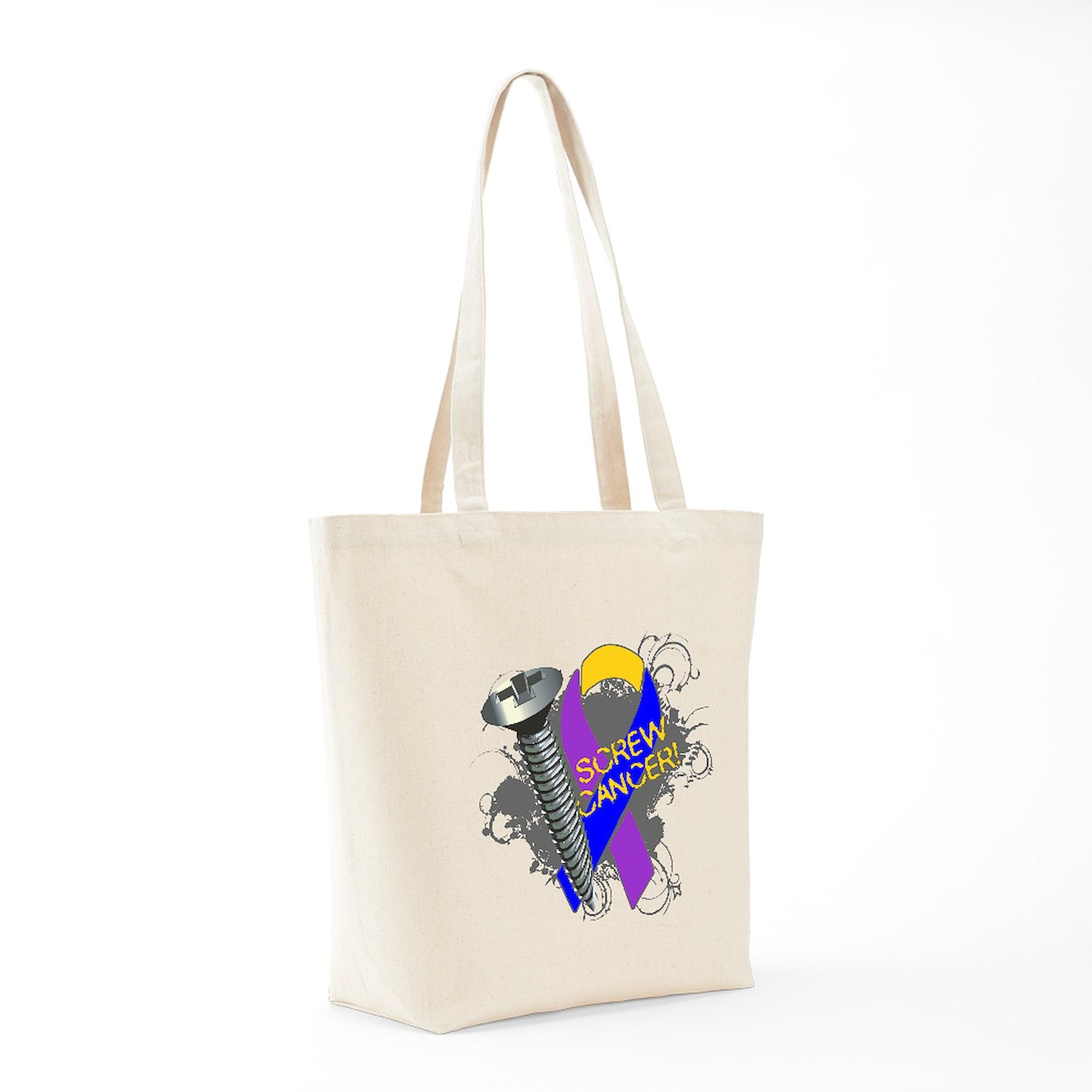 Screw Bladder Cancer Tote Bag - Natural Canvas Reusable Shopping Bag for Groceries, Beach & Everyday Use | CafePress