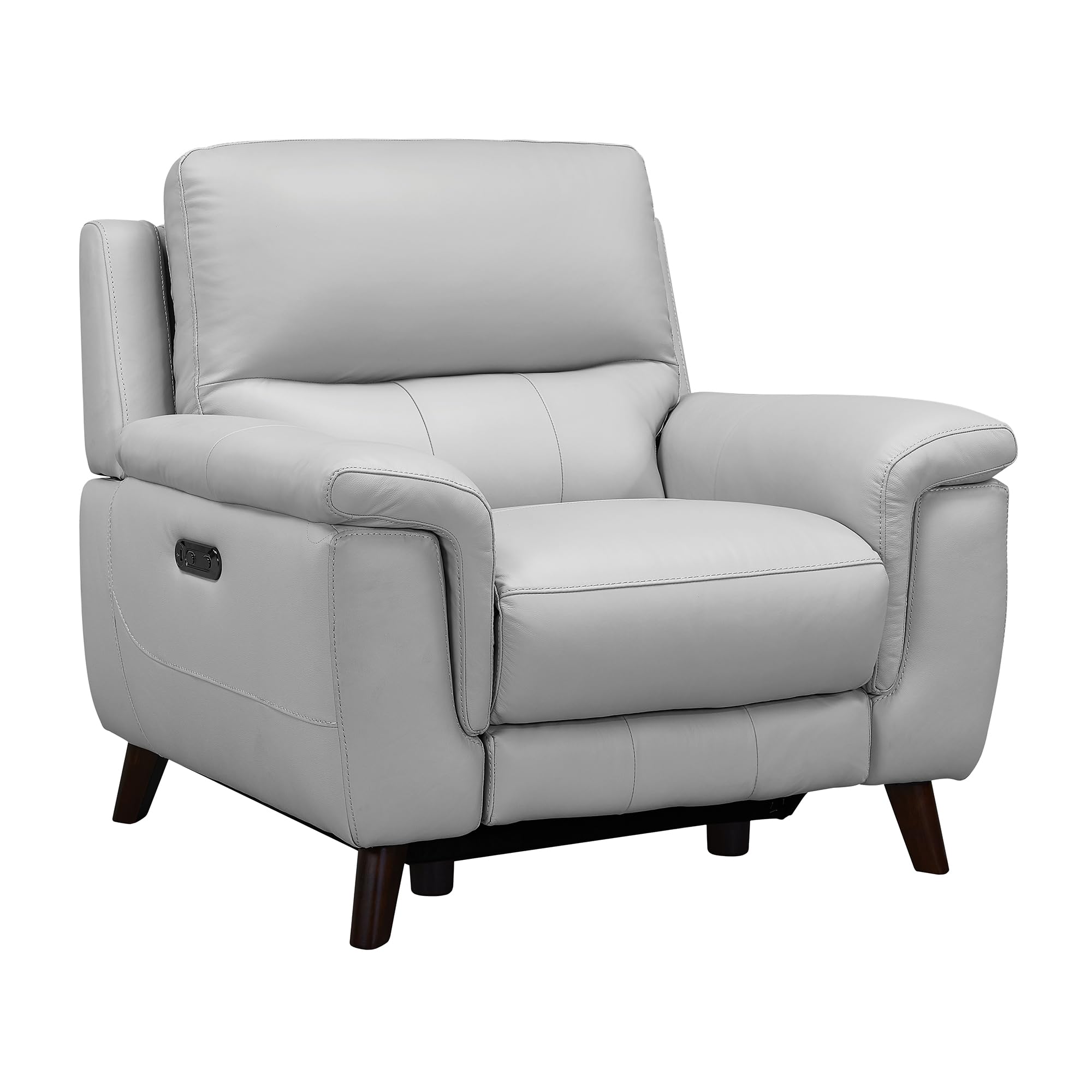 Armen Living Lizette Modern Top Grain Leather Power Recliner Accent Chair - Gray | Contemporary Living Room Furniture for Home Theater & Relaxation