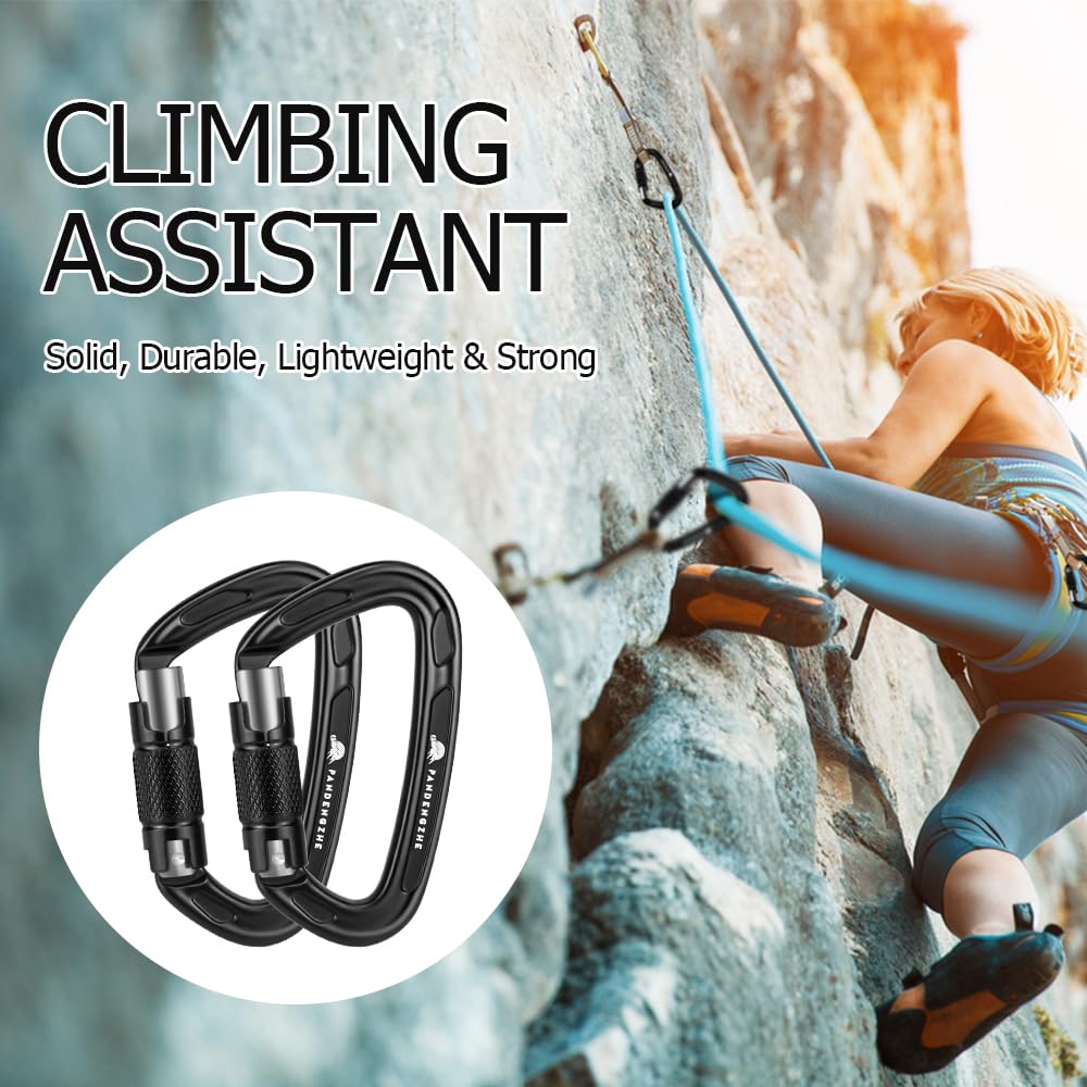 T-Fly Auto Locking Climbing Carabiner Clips 25KN (5620 lbs) - Heavy Duty Rock Climbing Carabiners for Ice Climbing, Rappelling, Rescue & Hammocks - 3.9 Inch Large Size (3 Pack) - Perfect for Outdoor Adventures, Camping & Safety Gear
