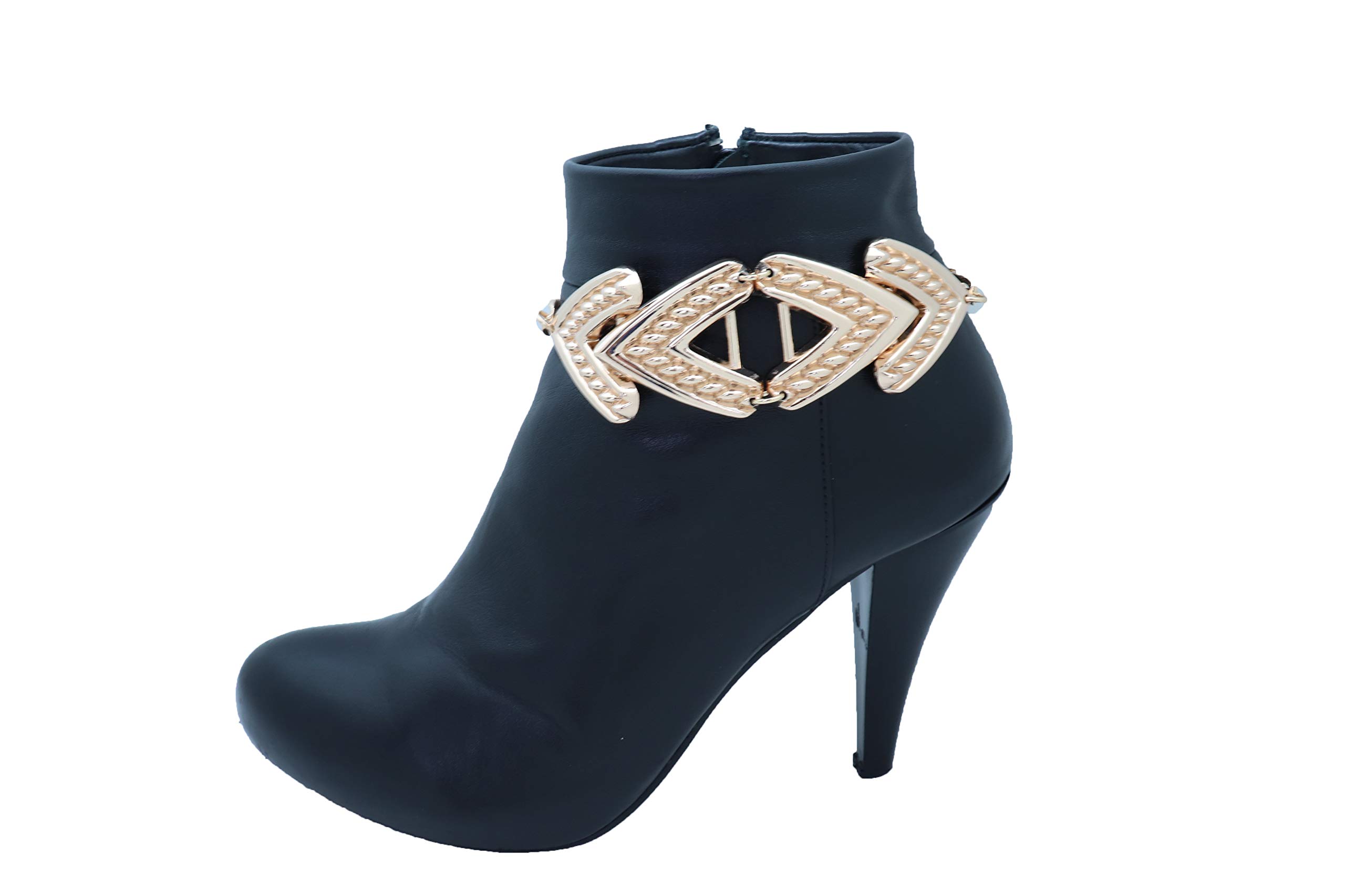 TFJ Women's Western Boot Chain Metal Bling Bracelet - Retro Style Arrow Anklet Strap for High Heels - Gold Color Charm Accessory - Perfect for Cowgirl Outfits, Country Concerts & Western Fashion