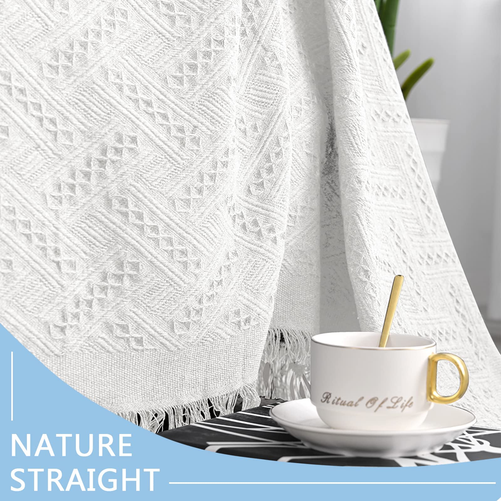 MEETSKY Washable White Jacquard Geometric Sofa Slipcover - XL 71