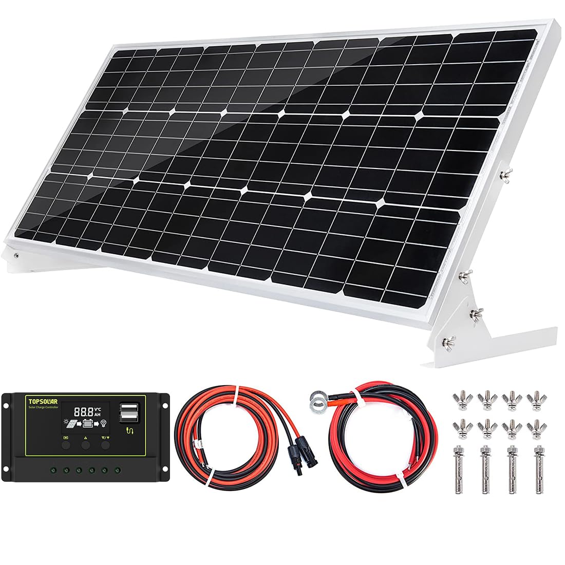 100W 12V Solar Panel Kit with 30A Charge Controller - Off Grid Solar Power System for RV, Boat, Cabin & Home Use | Includes Mounting Brackets & Cables | Portable Battery Charger for Outdoor Adventures & Emergency Power Backup