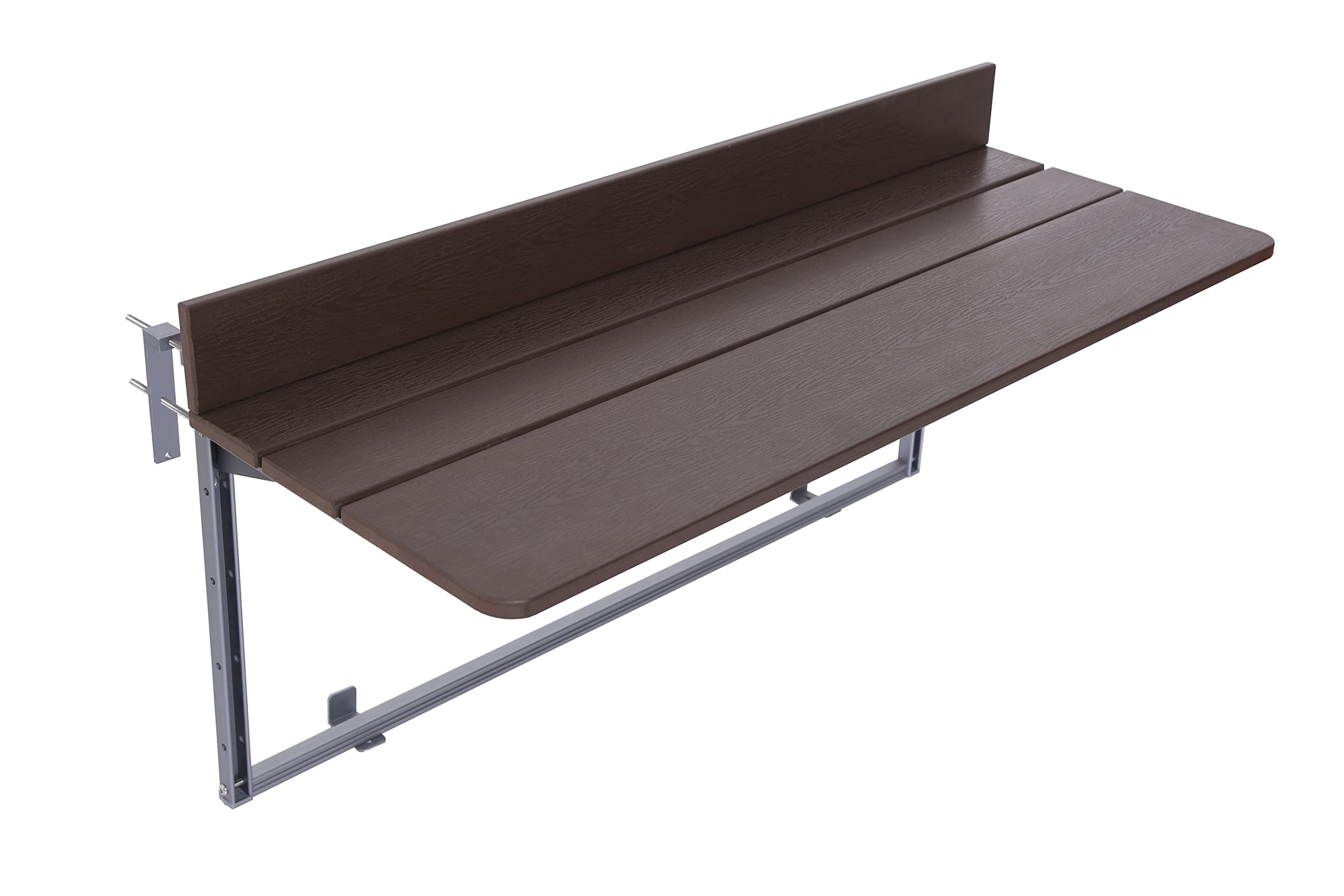 Adjustable Height Folding Balcony Table - 31.4x14.56 Inch Square Brown Patio Table for Small Spaces, Outdoor Railings, Gardens & Decks | Perfect for Coffee, Plants or Dining Al Fresco