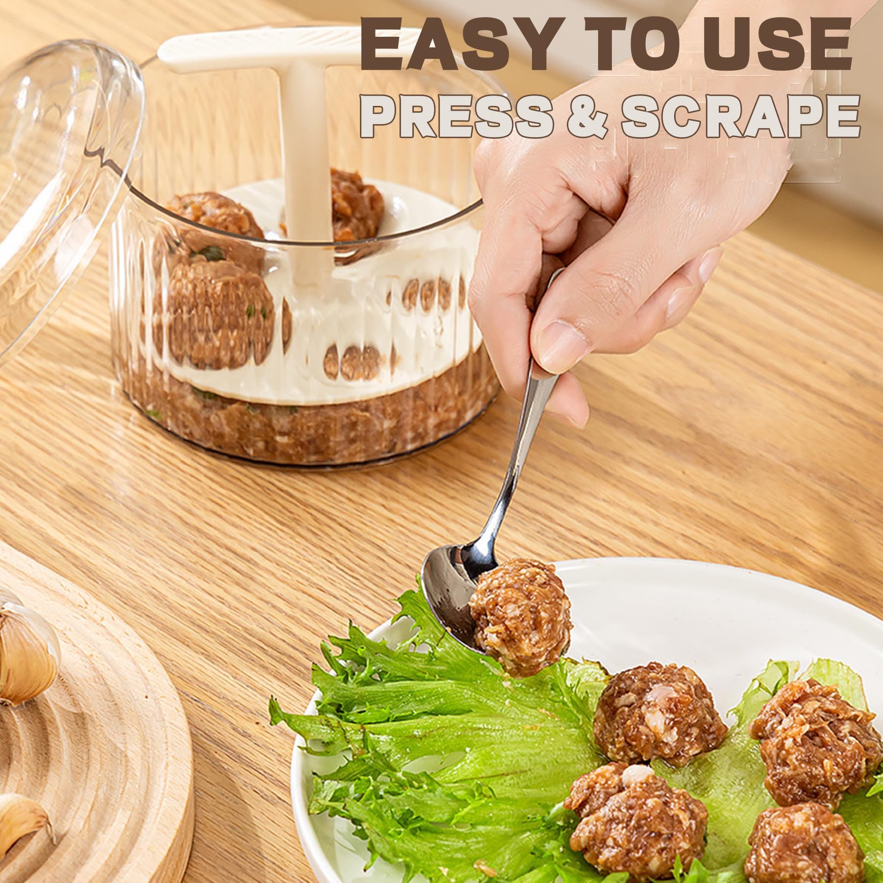 **Translucent Meatball Maker Tool - 5 Balls Kitchen Mold for Ground Beef, Pork & Chicken | Easy Meatball Shaper & Freezer Storage Container (Yellow) - Perfect for Meal Prep, Party Snacks & Family Dinners**