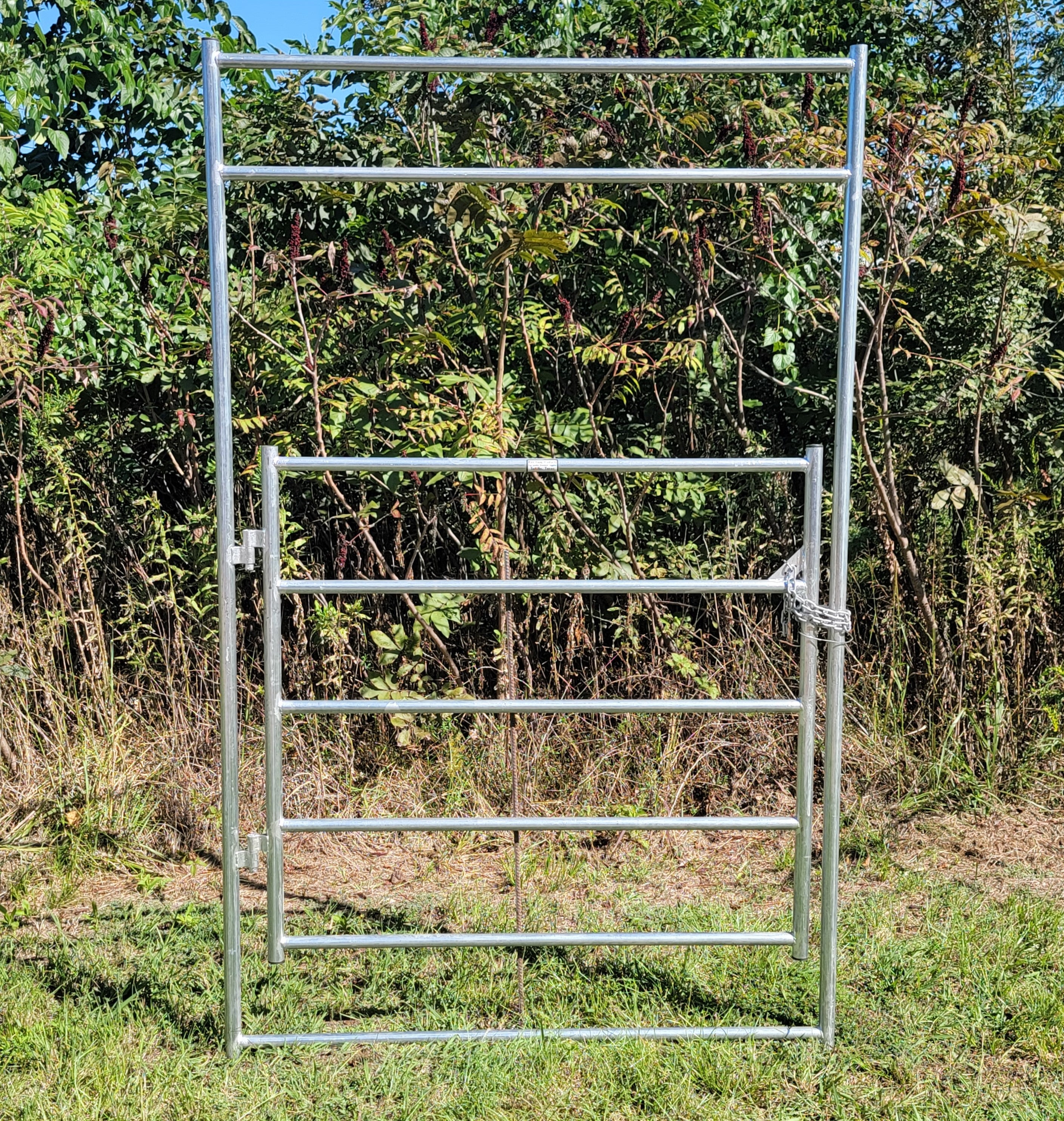 5 Ft x 8 Ft Galvanized Steel 5-Rail Gate Panel - Heavy Duty Fence Gate for Farm, Ranch, Garden & Backyard Security