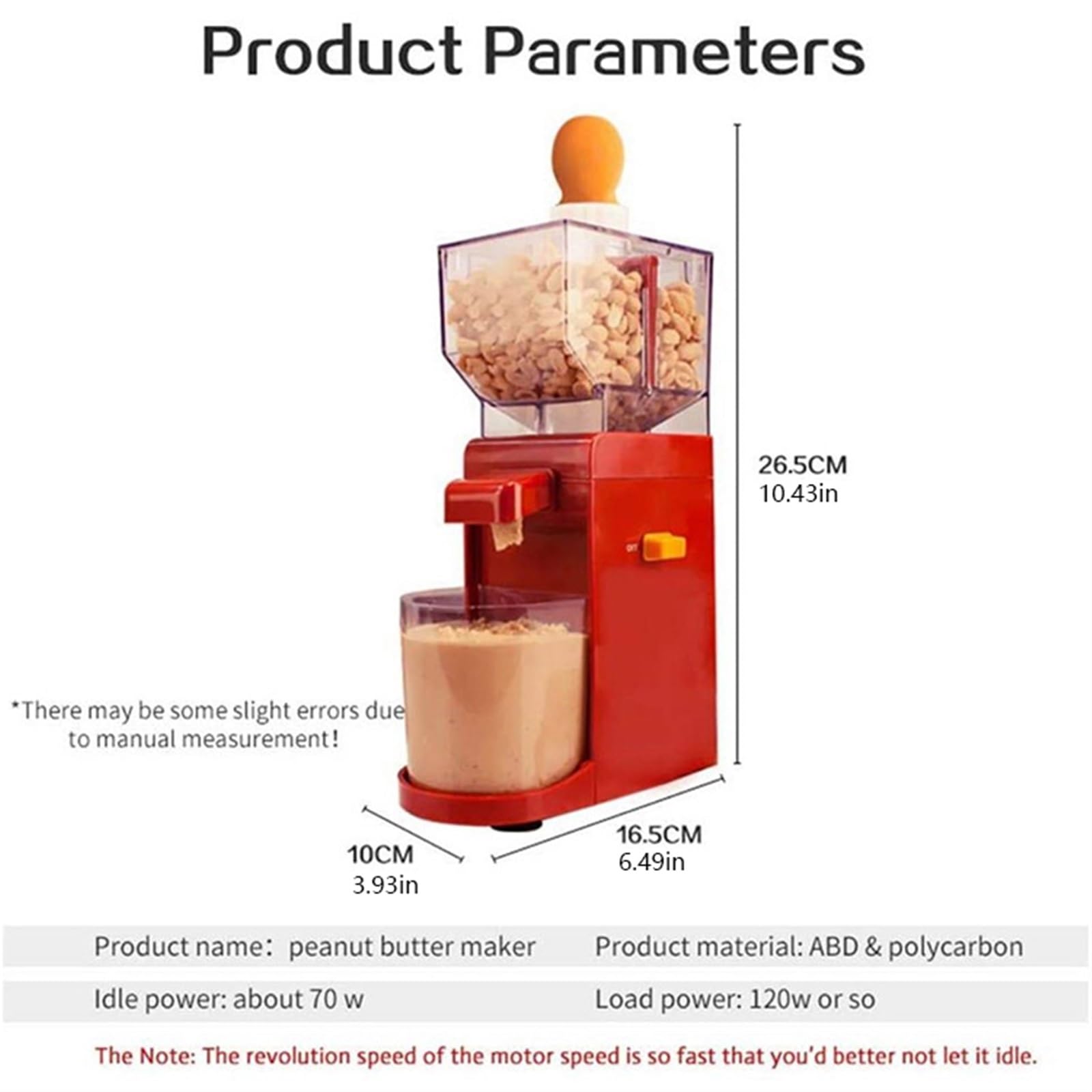 Electric Peanut Butter Maker Machine - Large Capacity Nut Grinder for Almonds, Hazelnuts, Coffee & Cereals - Anti-Slip Base - Perfect for Home Kitchens, Bakeries & Healthy Snack Preparation