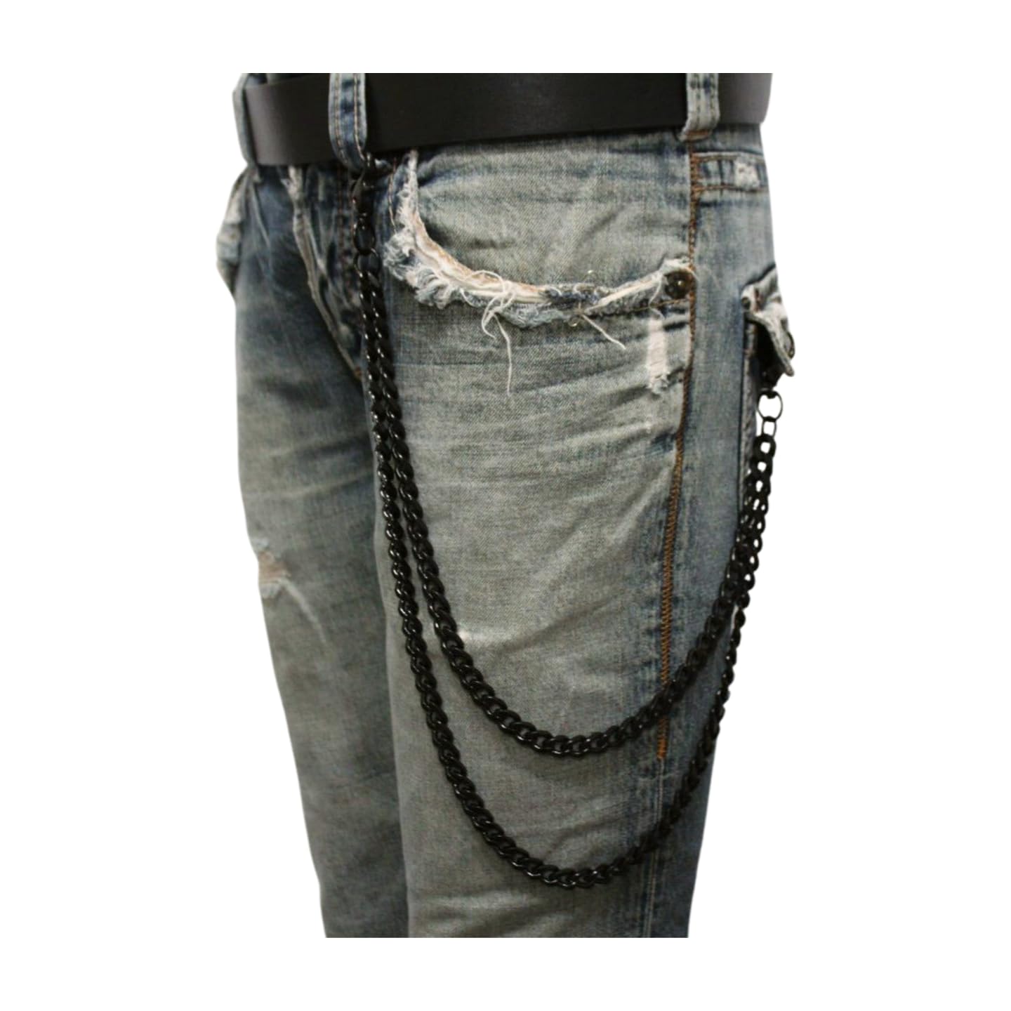 Men's Biker Wallet Chain - 2 Strands Motorcycle Keychain for Jeans & Accessories | Stylish Black Metal Links for Biker Fashion & Motorcycle Enthusiasts | Perfect for Everyday Use, Riding & Gifts