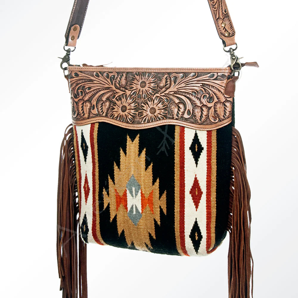 Stylish American Darling Black & Gold Aztec Crossbody Bag for Women | Trendy Boho Purse for Everyday Use, Parties & Travel Accessories