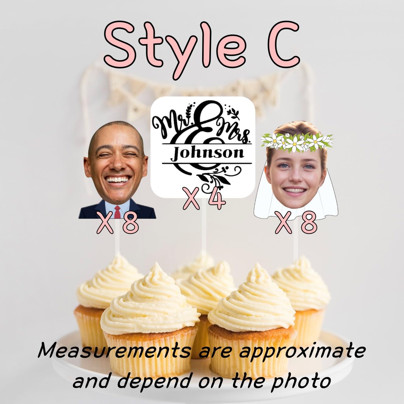 20PCS Custom Bride and Groom Cupcake Toppers | Personalized Wedding Cake Decorations | Bachelorette & Bachelor Party Cupcake Picks | Mr & Mrs Veil Flower Crown Suit Food Toppers for Wedding, Engagement, Bridal Shower, Anniversary Celebrations