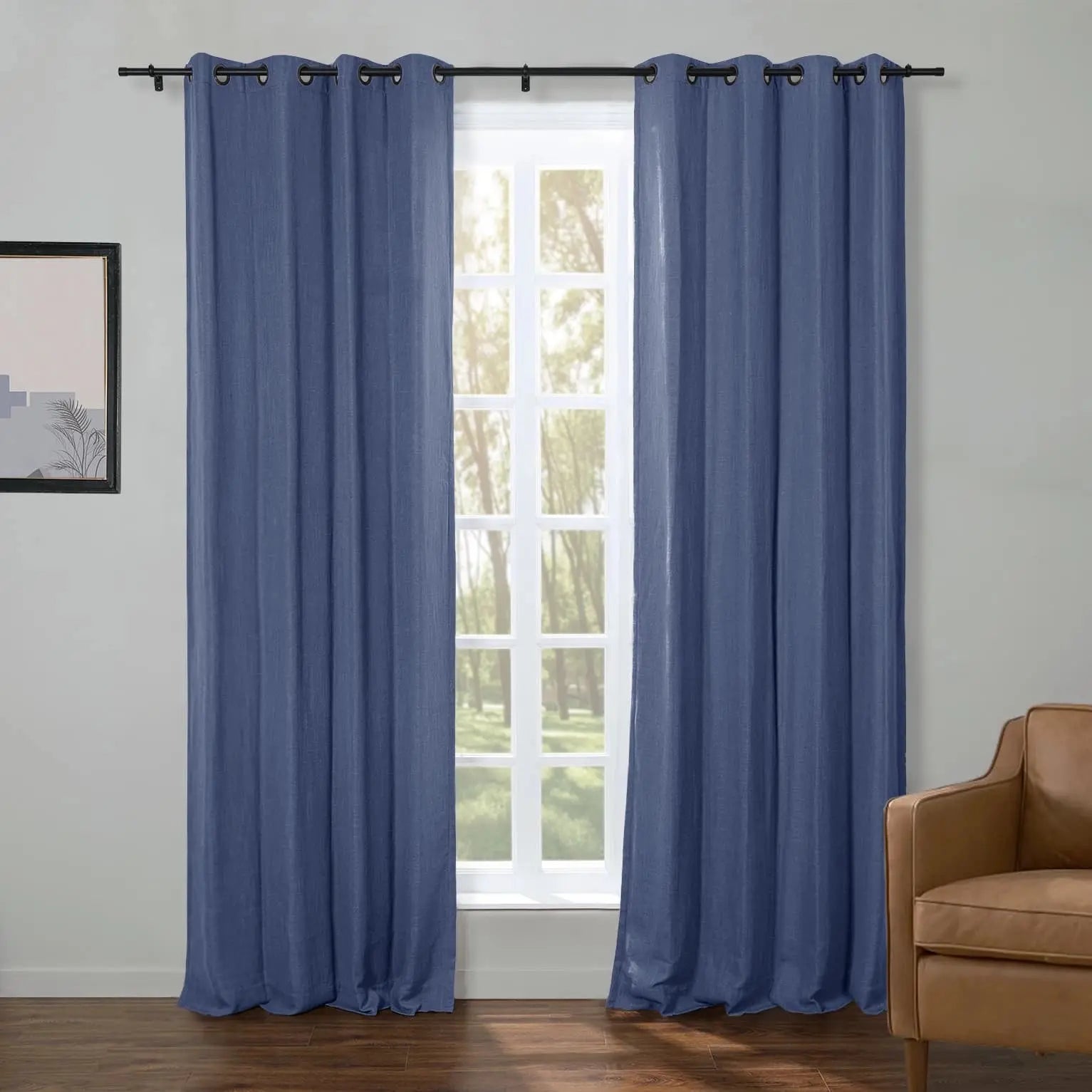 Kyla Lightweight Faux Linen Grommet Curtain Panels - Elegant Window Treatments for Living Room, Bedroom & Home Decor