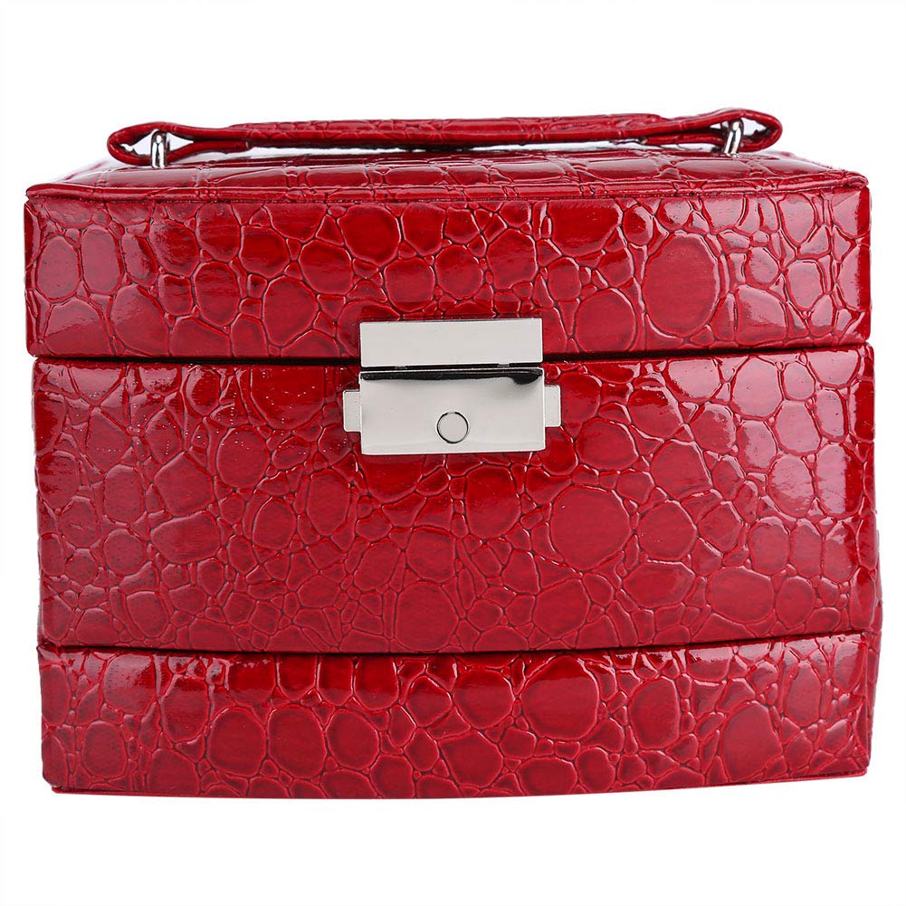 3-Layer Jewelry Box for Necklace & Ring Storage - Elegant Red Jewelry Organizer Case, Perfect Gift for Women - Home & Travel Jewelry Storage Solution