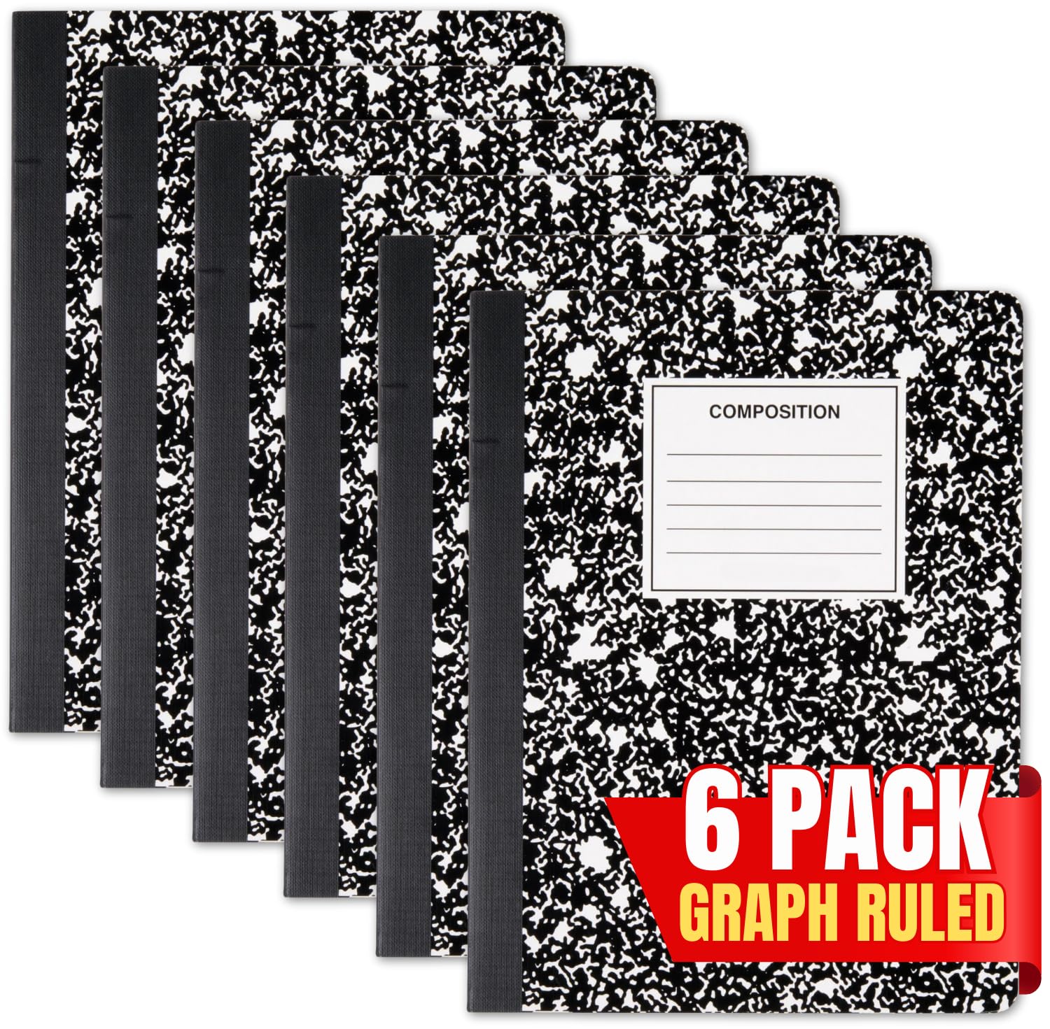 1InTheOffice Graph Paper Notebook Set - 6 Pack, 9.75