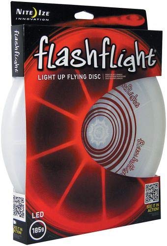 Flashflight Red LED Flying Disc - Best Glow in The Dark Toy for Outdoor Night Games, Backyard Fun, and Camping Activities