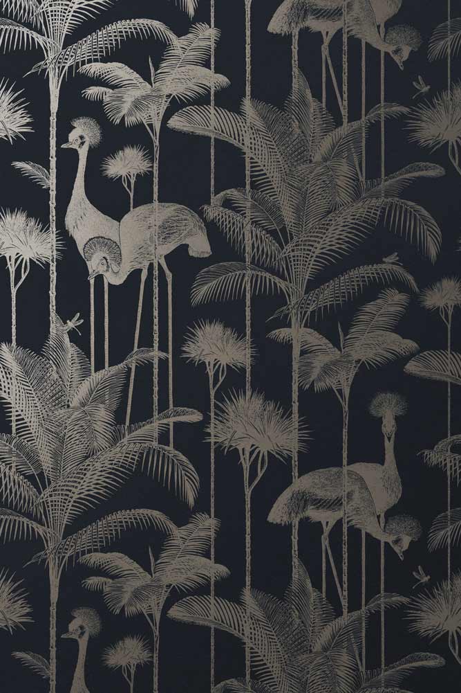 Divine Savages Crane Fonda Black Gold Peel and Stick Wallpaper - Self-Adhesive Removable Wallpaper for Living Room, Bedroom, Nursery Decor
