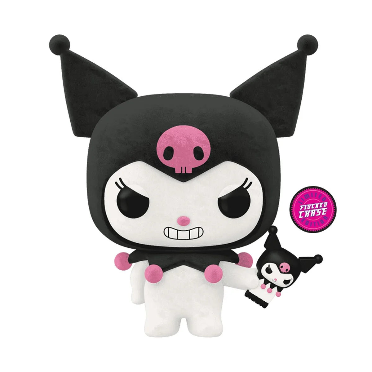 Sanrio Flocked Kuromi with Phone - Limited Edition Collectible Figure by Brad's Toys | Cute Anime Plush for Home Decor, Office Desk & Kawaii Gift