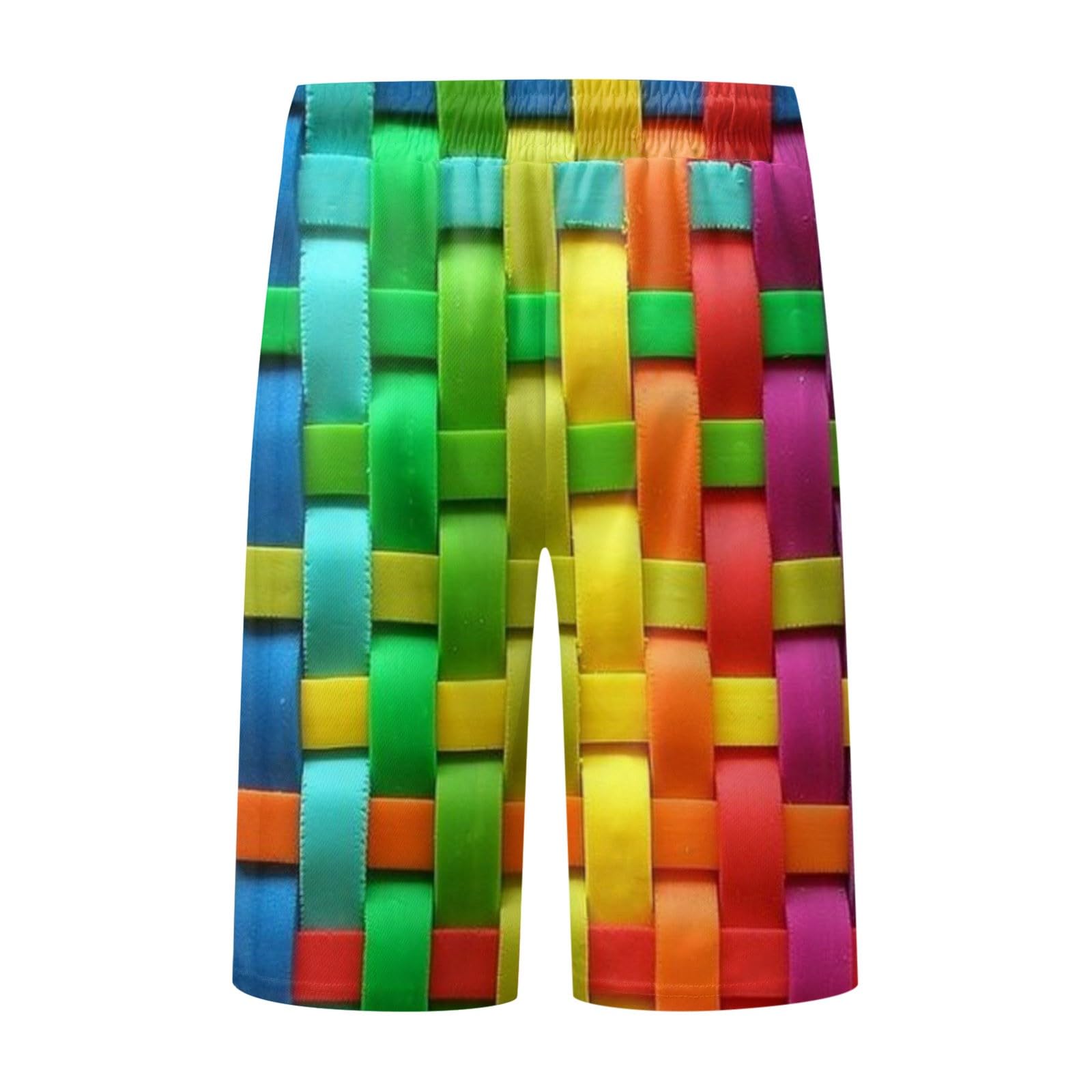 Men's Rainbow Color Beach Pants - Elastic Waist Drawstring Soft Breathable Summer Swim Trunks for Swimming, Surfing & Vacation Wear