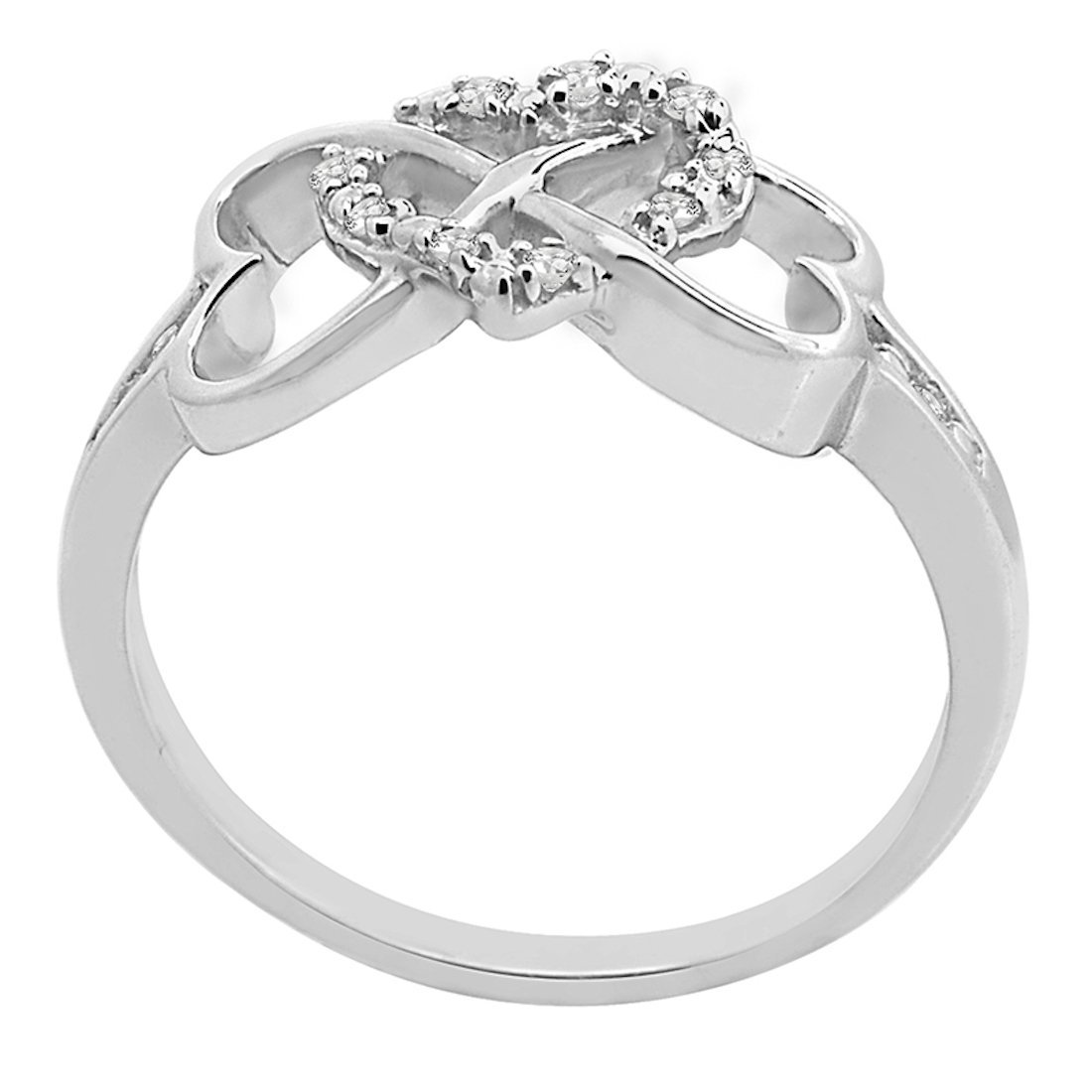 0.07ct Genuine White Diamond Infinity Heart Ring in Sterling Silver - Women's Wedding Engagement Jewelry Set for Brides, Anniversary & Valentine's Day Gifts
