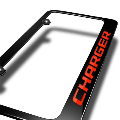 Dodge Red Charger Black Metal License Plate Frame - Custom Car Accessories for Dodge Charger - Perfect for Car Enthusiasts & Gift Ideas - Durable & Stylish Auto Upgrade for Front or Rear License Plate