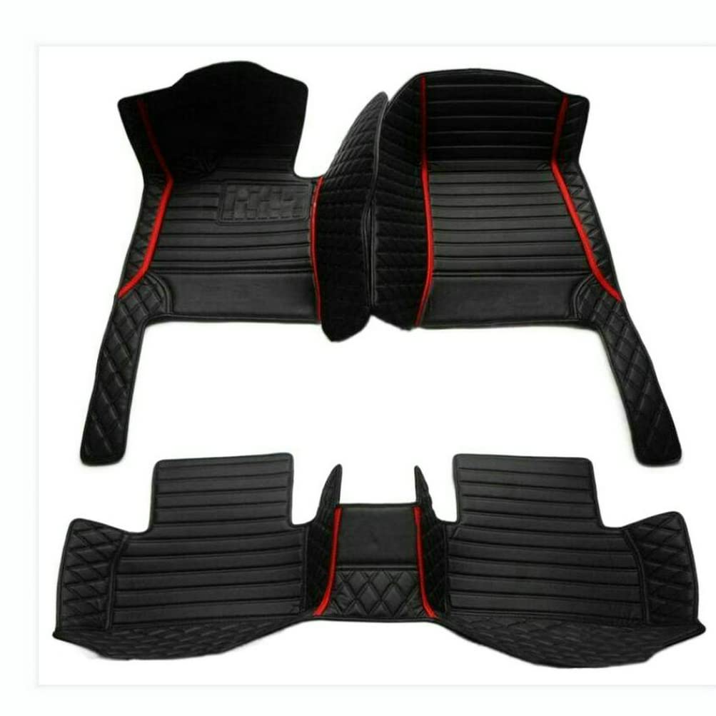 Custom Car Floor Mats for Sedan, SUV & Coupe - All Weather, Non-Slip, Full Coverage Leather Liners (Black & Red, Front Row 2 Seats) - Perfect for Daily Commute, Road Trips & Extreme Weather Protection