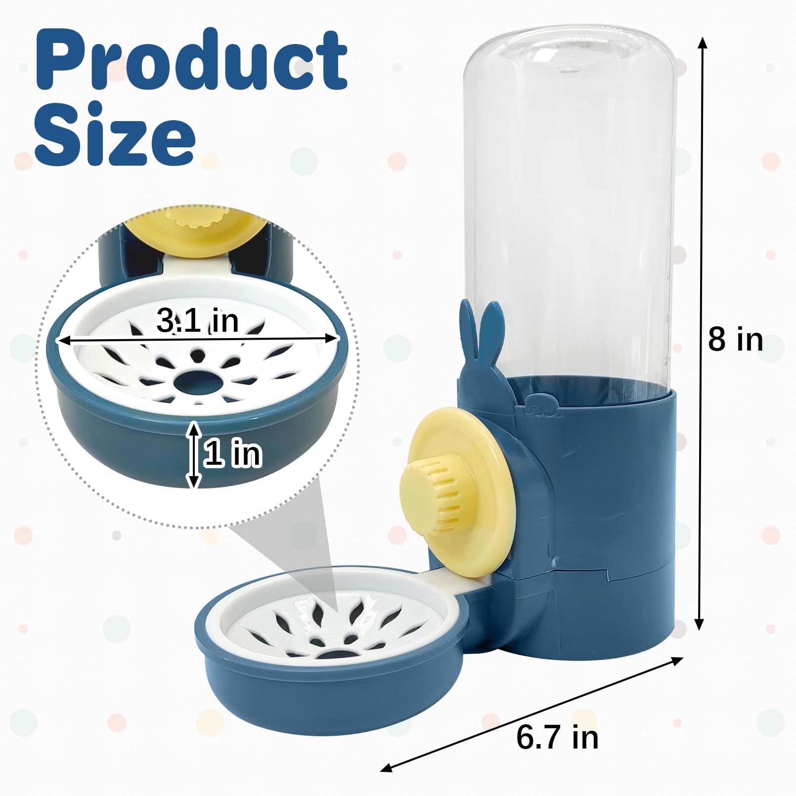 Kathson 17oz Hanging No Drip Rabbit Water Bottle - Leak Proof Gravity Automatic Small Animal Water Dispenser for Guinea Pig, Bunny, Chinchilla, Ferret, Hamster Cage (Dark Blue) - Perfect for Indoor/Outdoor Pet Cages & Travel Use