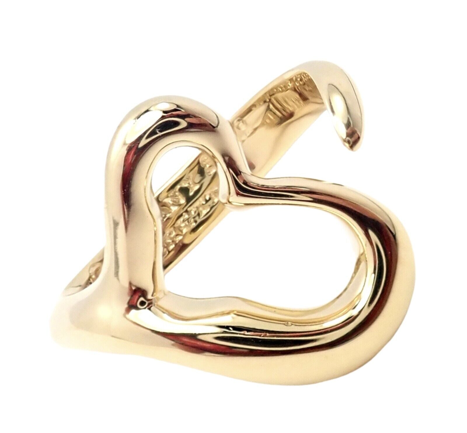 Tiffany & Co. 18k Yellow Gold Peretti Open Heart Ring Size 5 - Elegant Jewelry Gift for Women, Anniversary & Valentine's Day