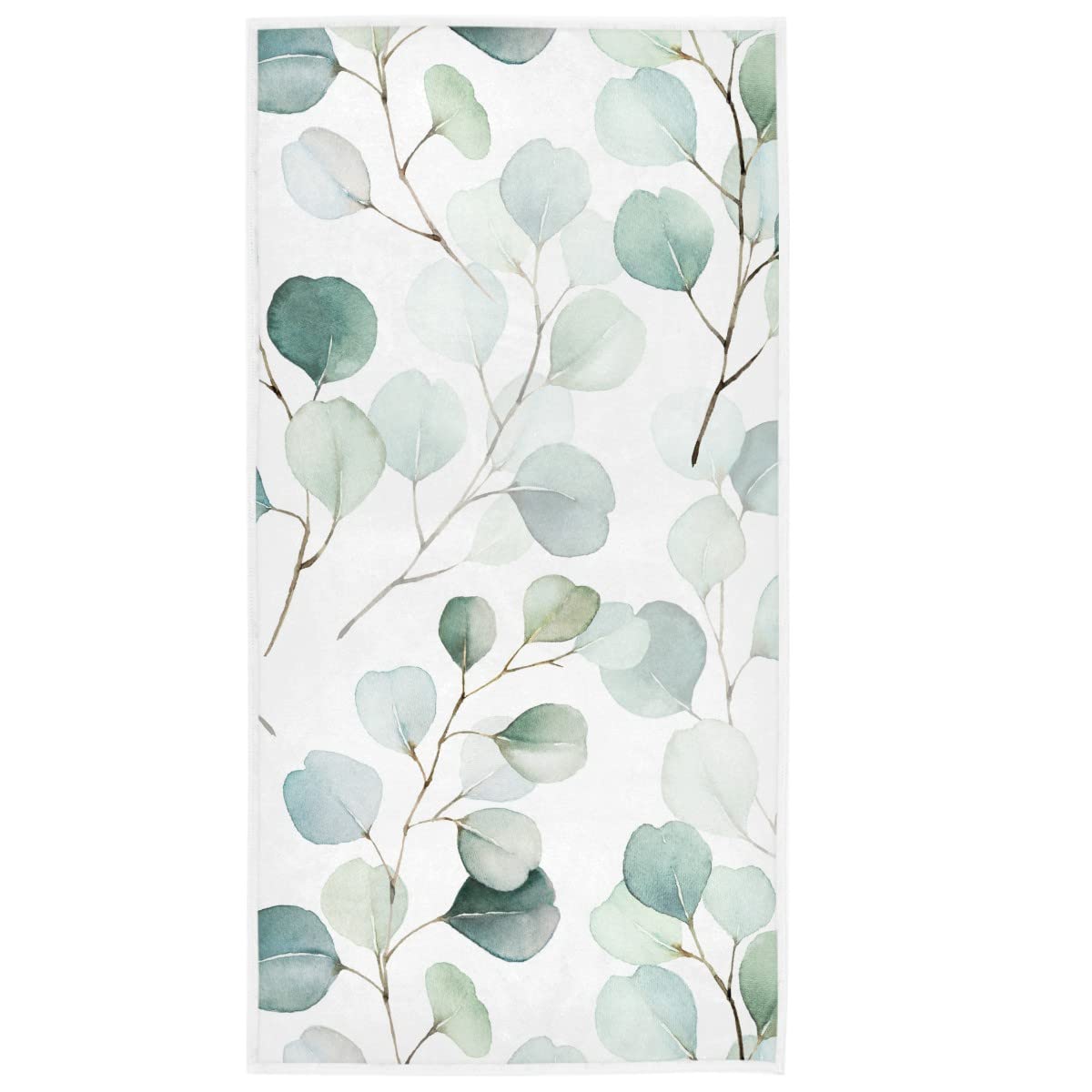 Wamika Green Leaves Watercolor Herbs Bath Towel Set - Ultra Absorbent Hand, Shower & Beach Towels for Women, Kitchen, Gym & Bathroom - Perfect for Spa, Travel & Home Decor