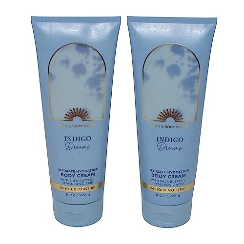 Bath & Body Works Ultimate Hydration Body Cream - 2 Pack Indigo Dreams Scent | Deeply Moisturizing Lotion for Dry Skin | Perfect for Daily Use & Gift Giving