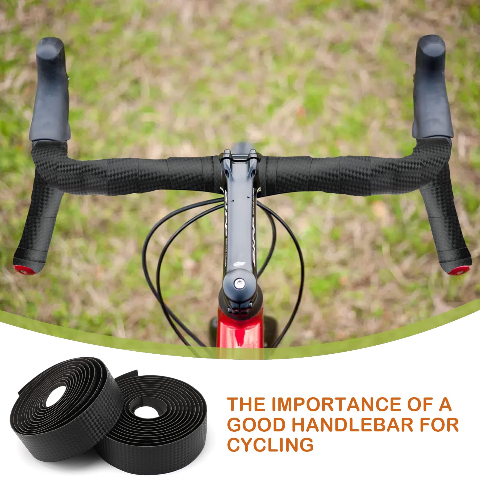 Premium Road Bike Handlebar Tape - Non-Slip, Breathable Cycling Bar Grip with 2 Bar End Plugs - Perfect for Road Bikes, Mountain Bikes & Commuting - Ideal for Long Rides, Racing & Daily Cycling Comfort