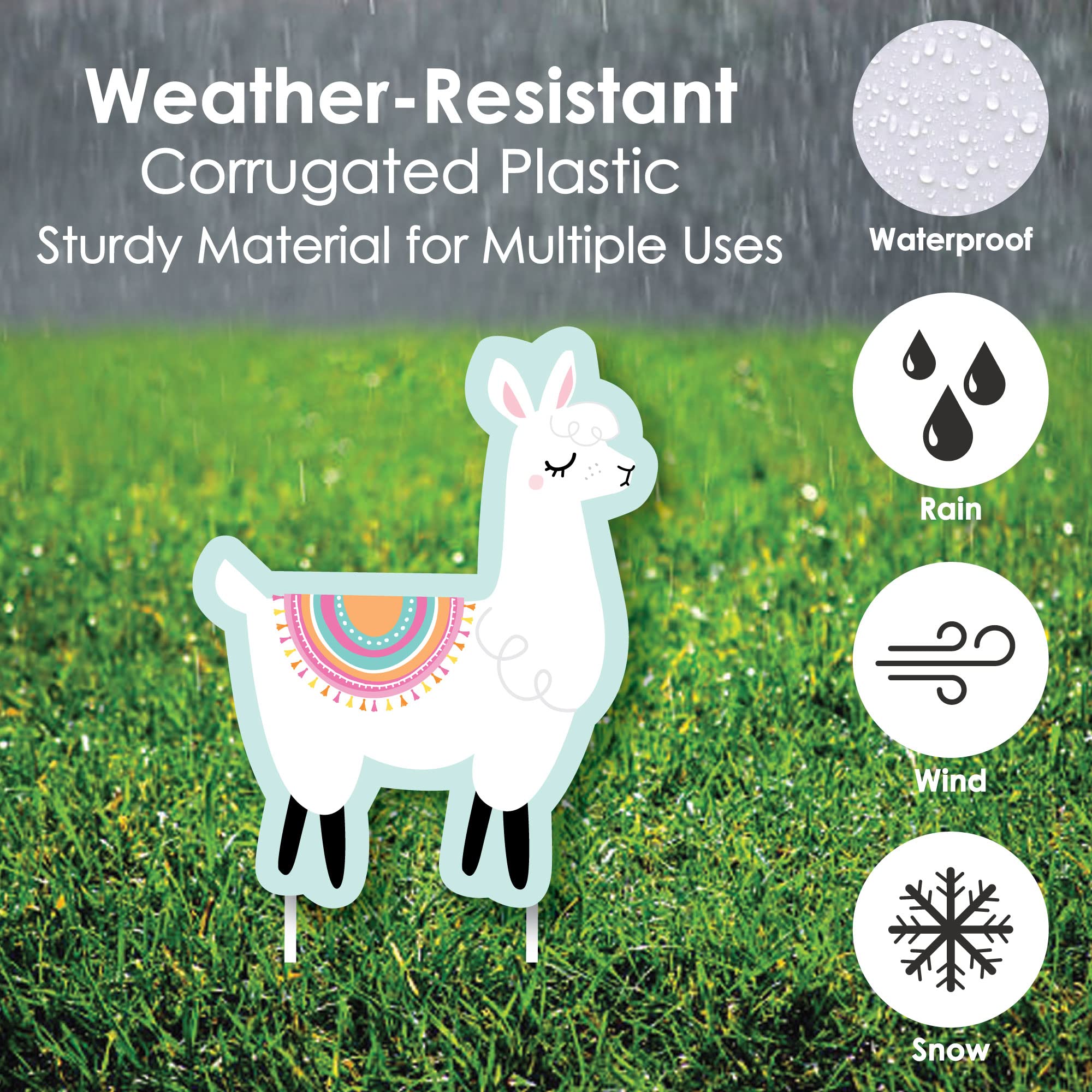 Big Dot of Happiness Whole Llama Fun - 10-Piece Outdoor Lawn Decorations Set for Llama Fiesta, Baby Showers & Birthday Parties - Perfect for Backyard Celebrations and Garden Decor