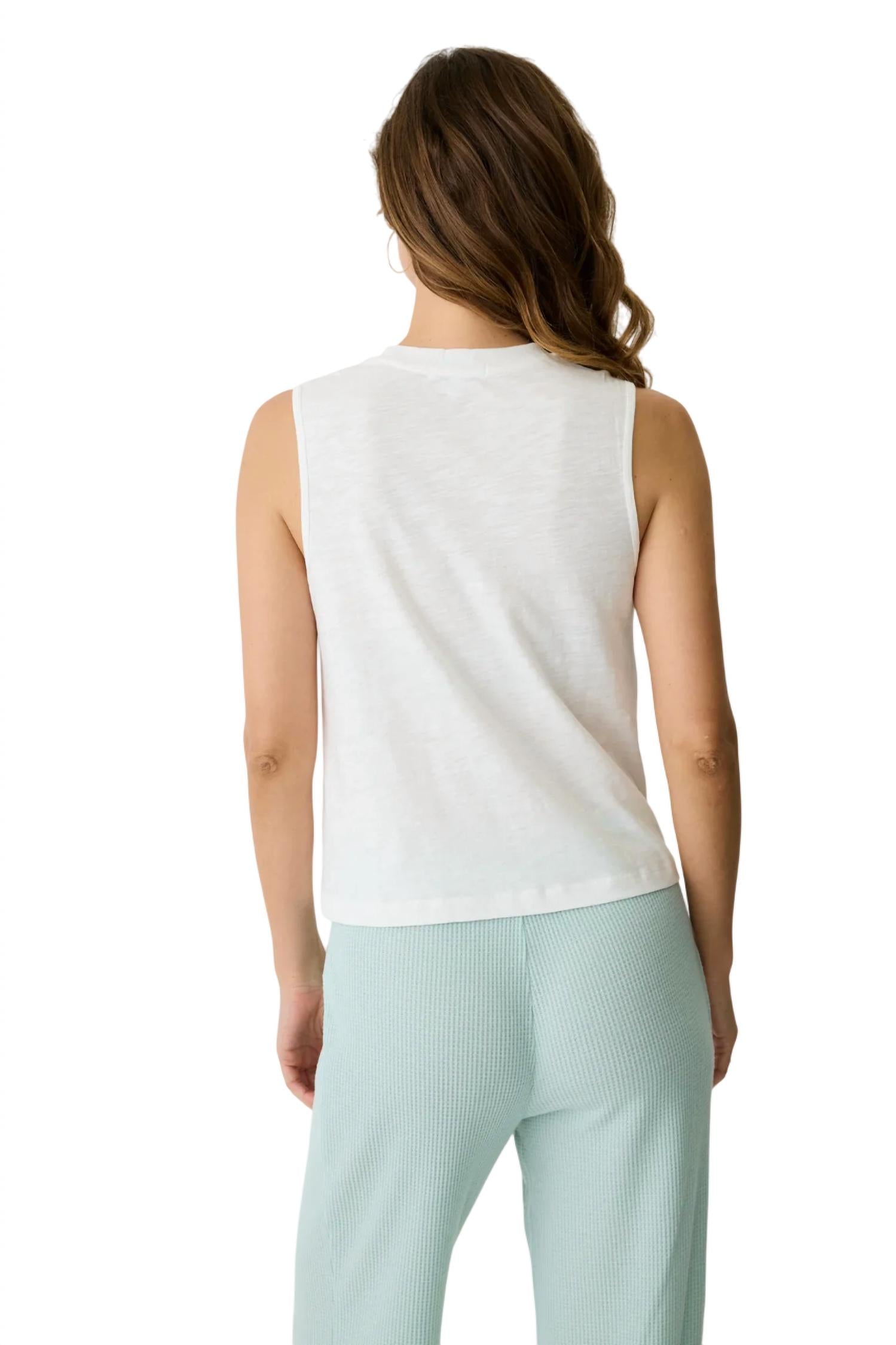 Take It Easy Graphic Sleeveless Tank Top - White Cotton Casual Shirt for Women | Perfect for Summer, Gym & Beach Outfits